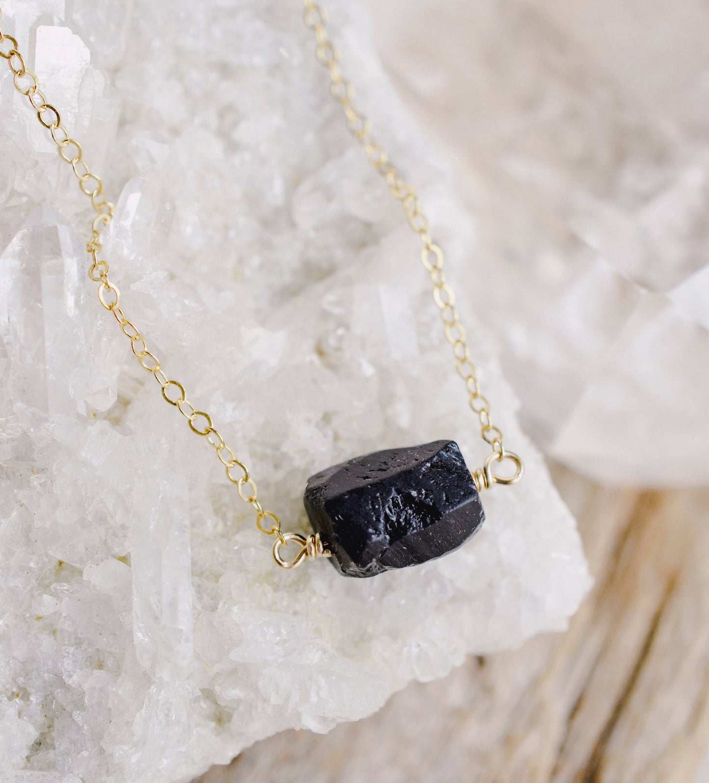 Raw Black Tourmaline Necklace