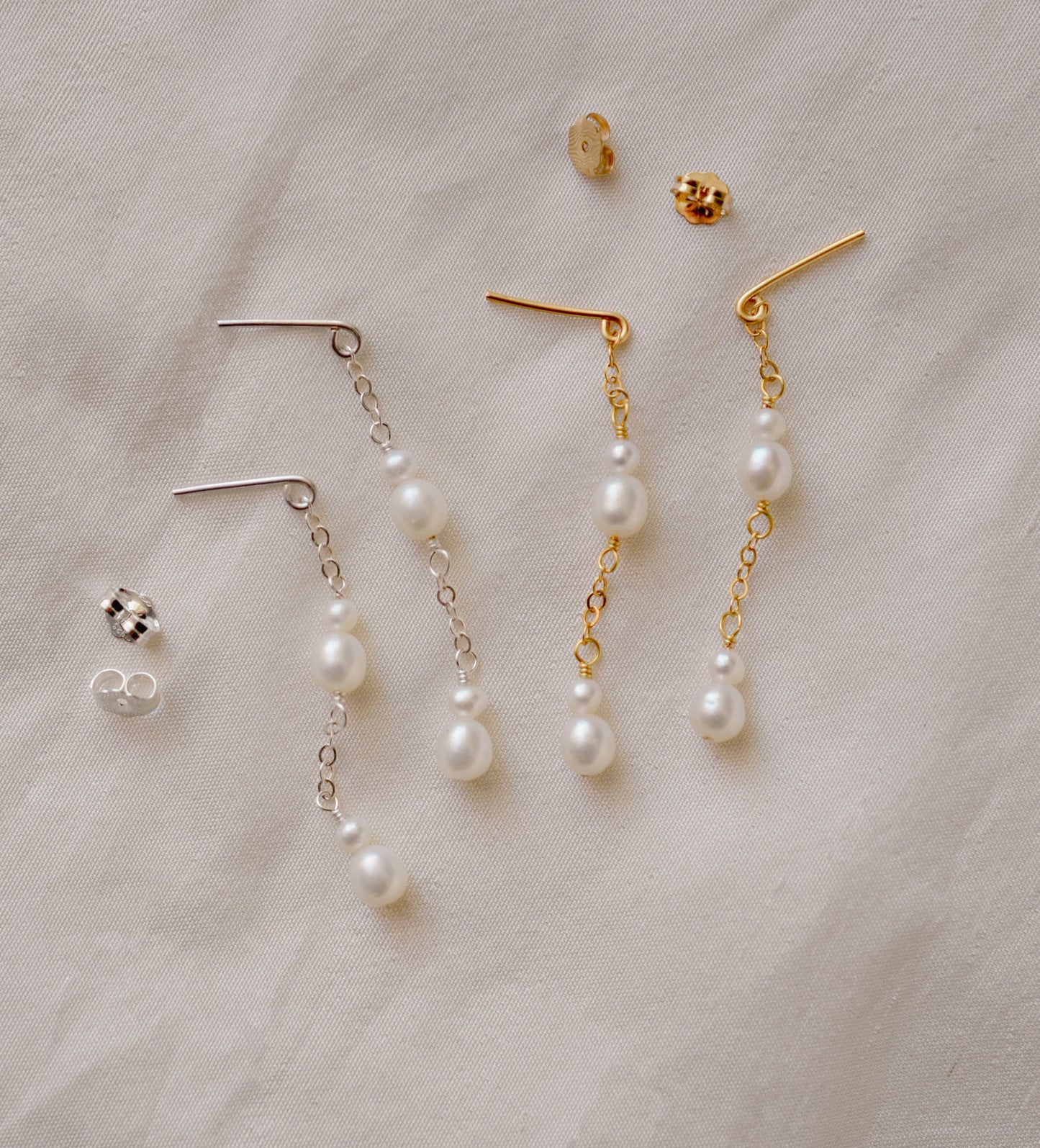 Droplet Pearl Earrings in 14k Gold Filled or Sterling Silver