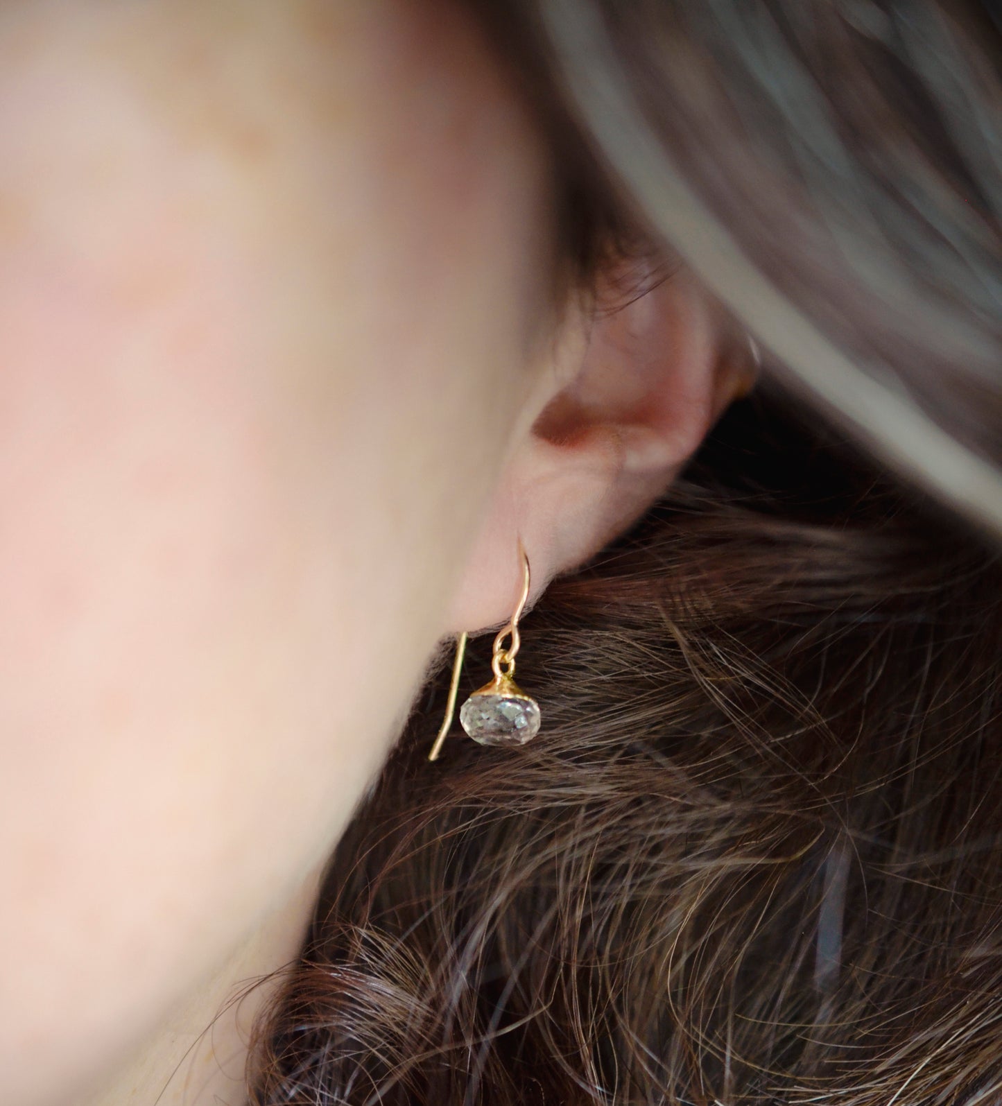 Dainty Crystal Quartz Dangle Earrings