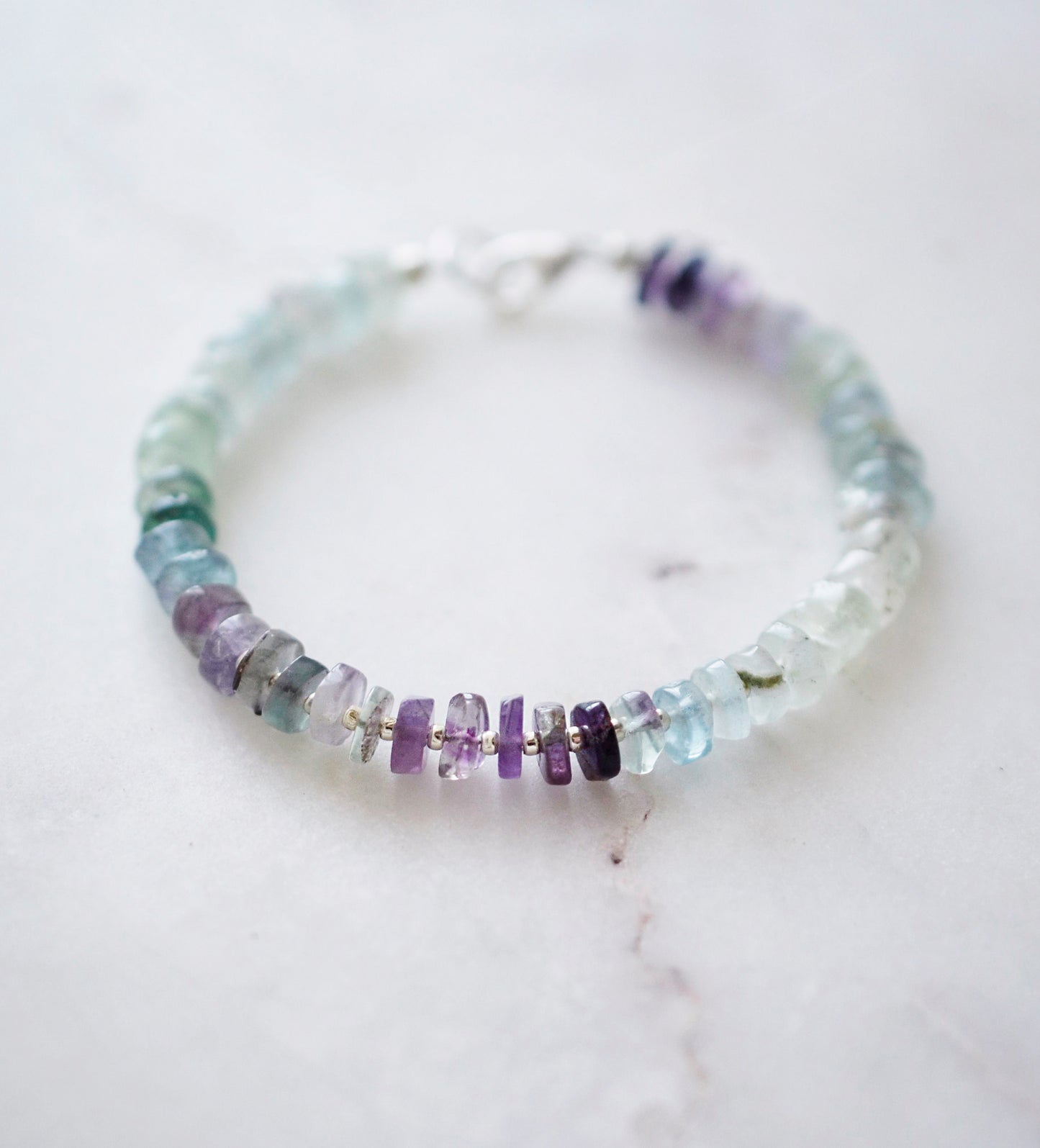 Natural Multi Color Fluorite Gemstone Bracelet