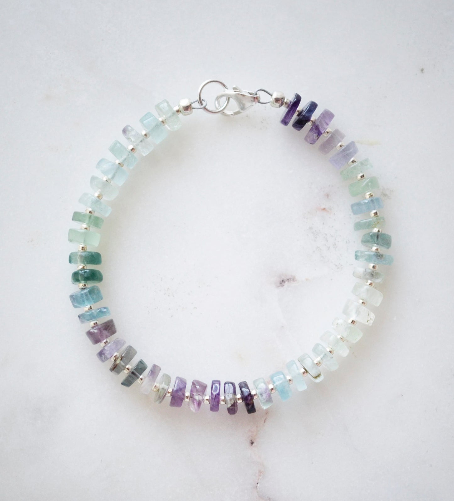 Natural Multi Color Fluorite Gemstone Bracelet