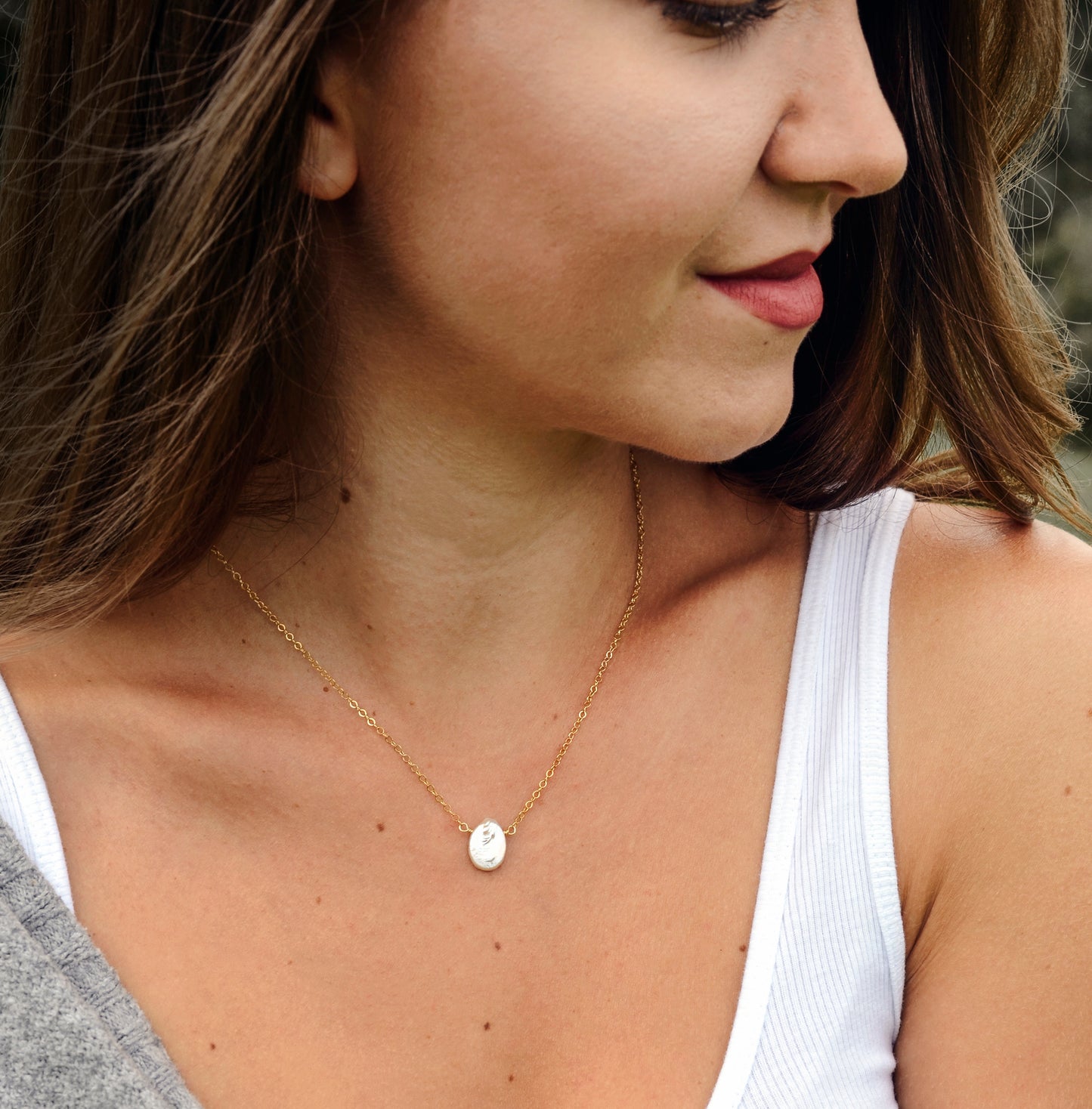 Natural White Freshwater Pearl Necklace, Sterling Silver or 14k Gold Filled
