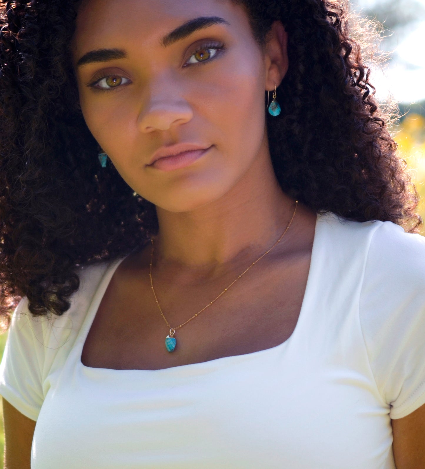Turquoise Teardrop Dangle Earrings, 14k Gold Filled
