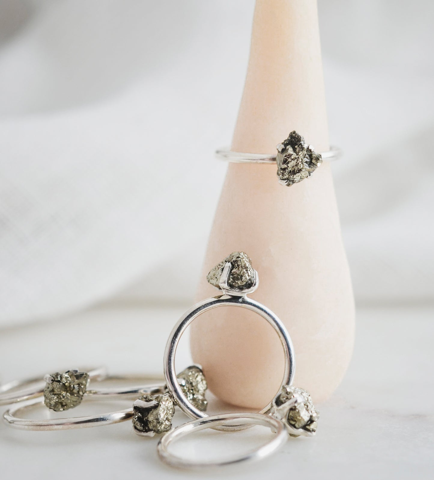 Raw Pyrite Cluster Ring in Sterling Silver