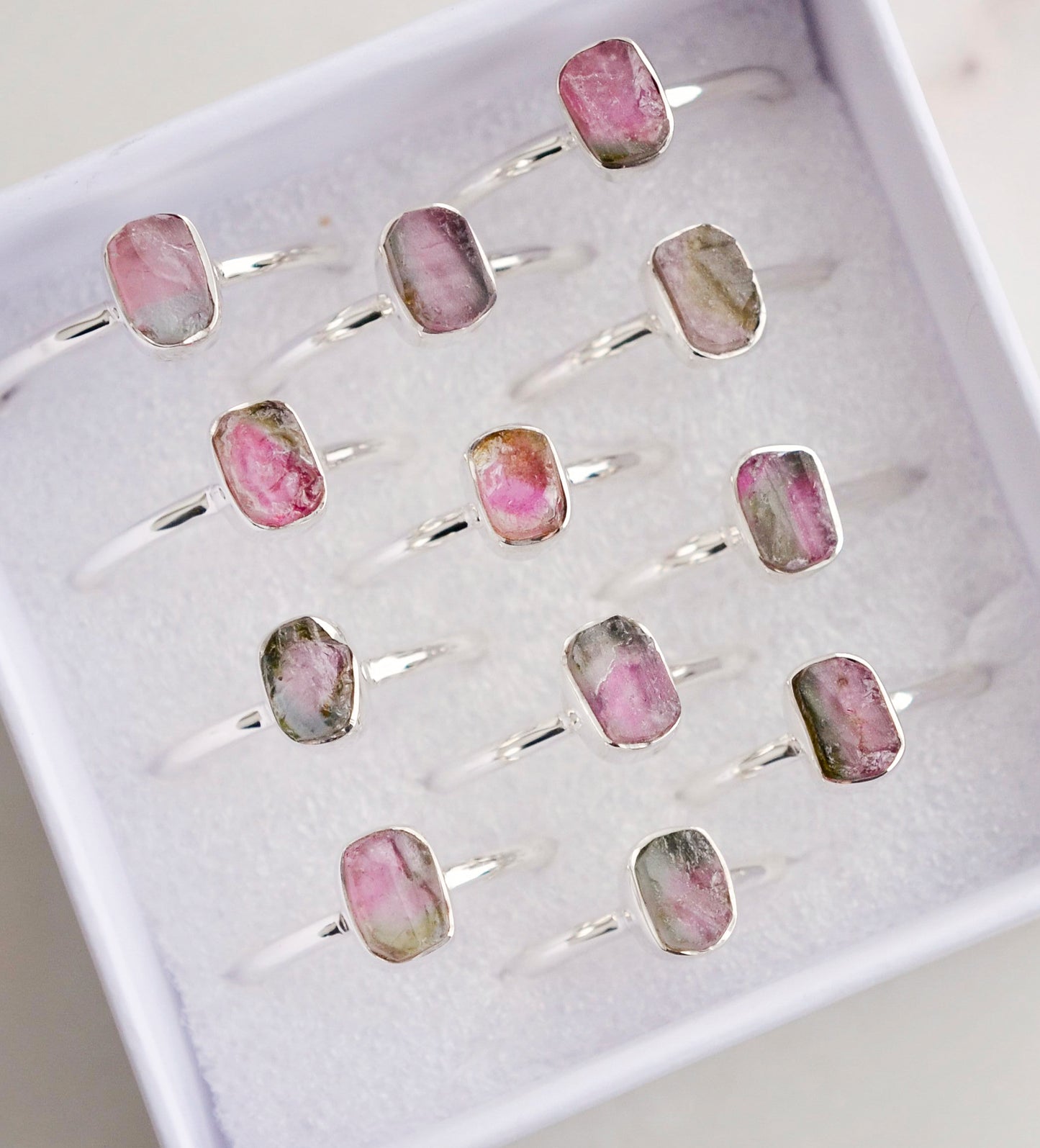 Raw Watermelon Tourmaline Ring in Sterling Silver