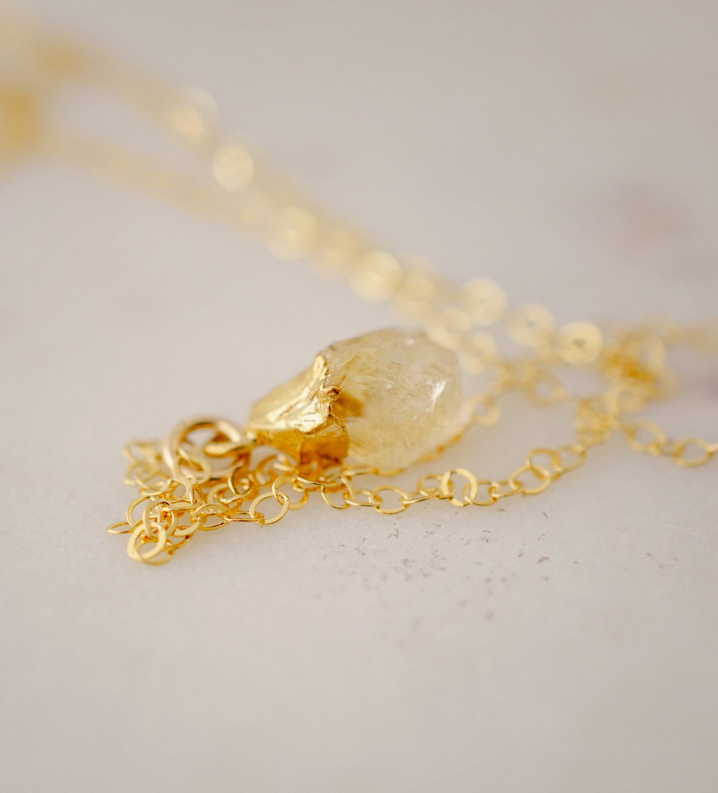 Rough Citrine Crystal Necklace