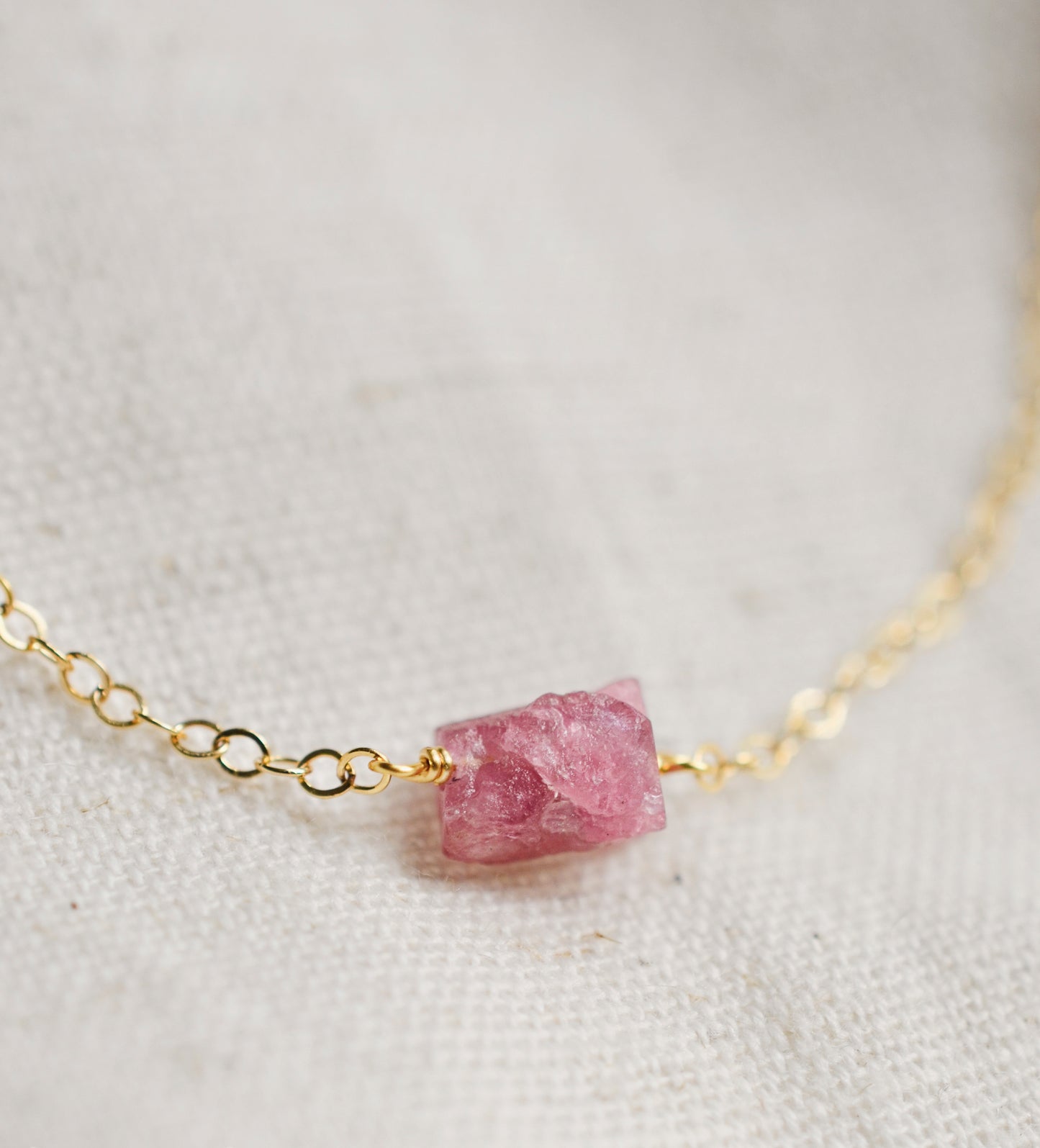 Raw Pink Tourmaline Necklace