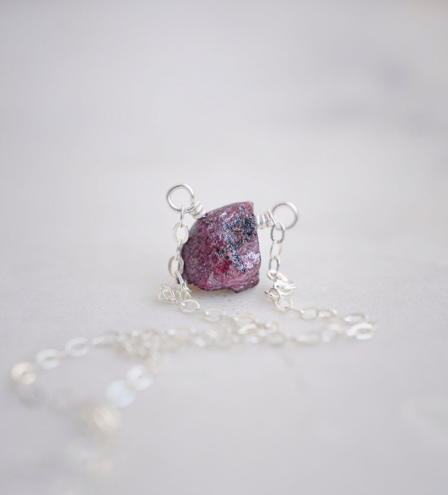 Raw Ruby Drop Necklace