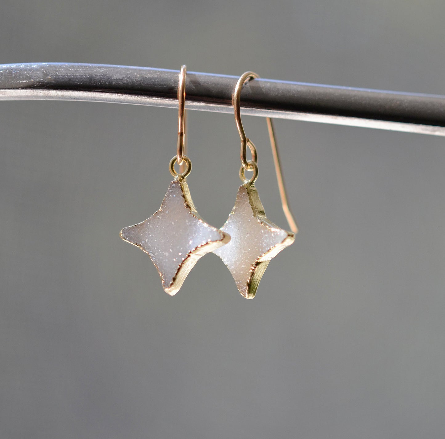 North Star Earrings - Quartz Druzy