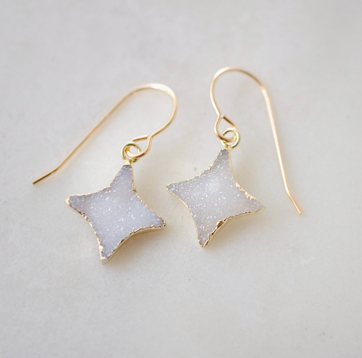 North Star Earrings - Quartz Druzy