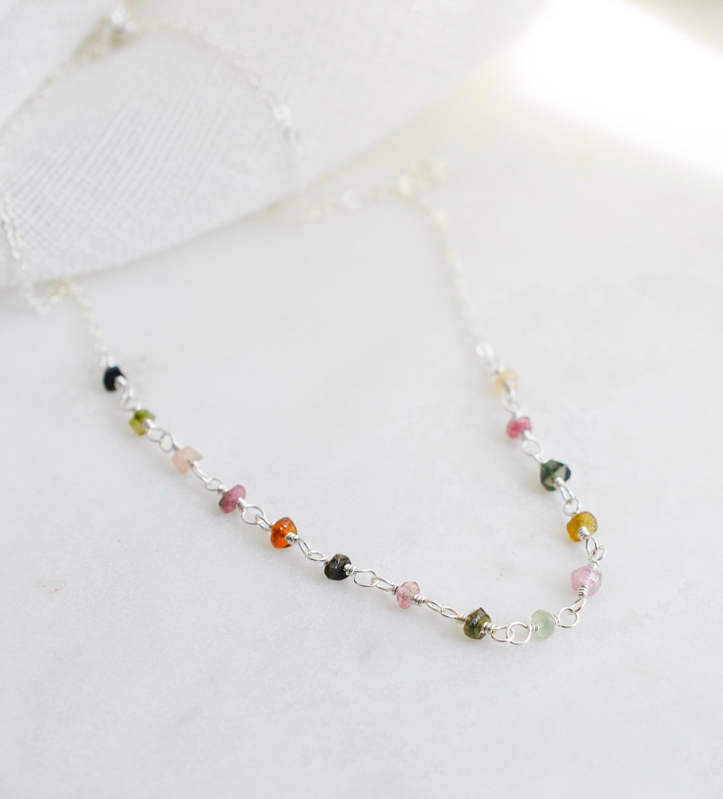 Multi Color Tourmaline Chain Necklace