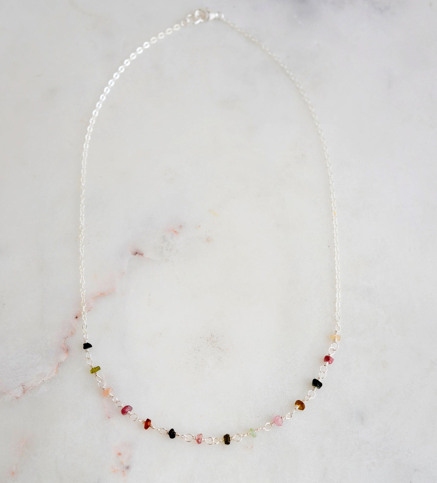 Multi Color Tourmaline Chain Necklace