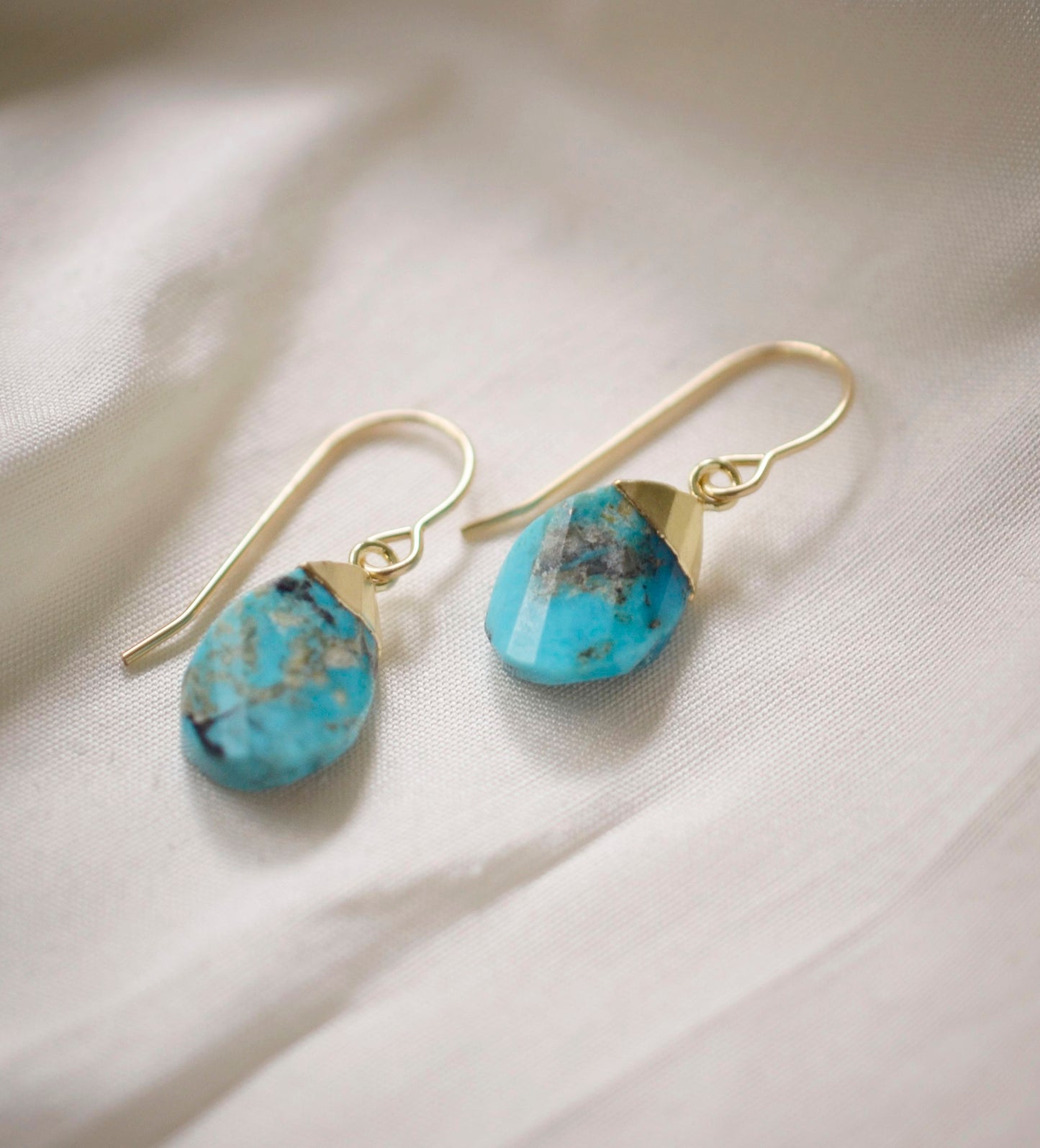 Turquoise Teardrop Dangle Earrings, 14k Gold Filled