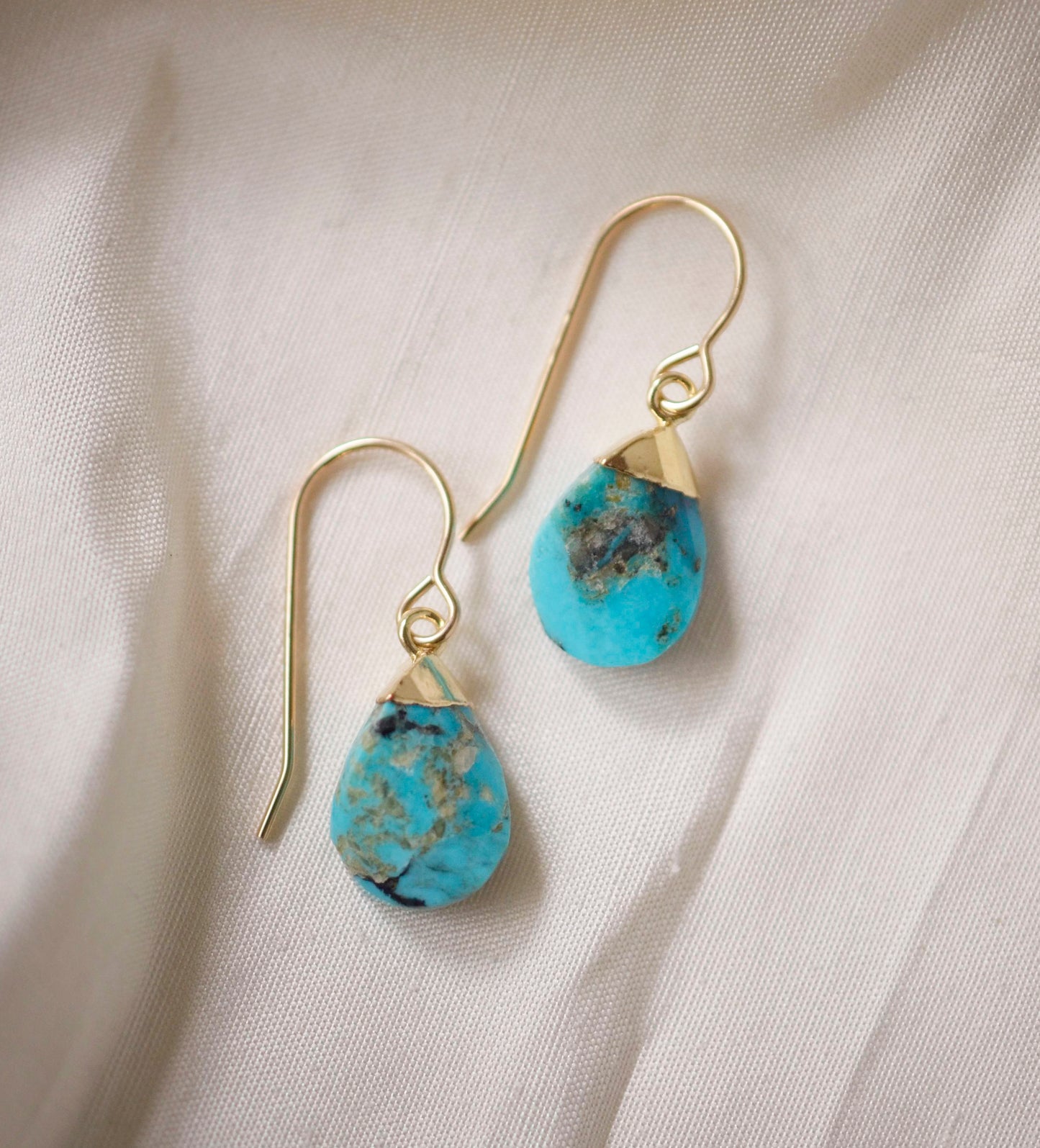 Turquoise Teardrop Dangle Earrings, 14k Gold Filled