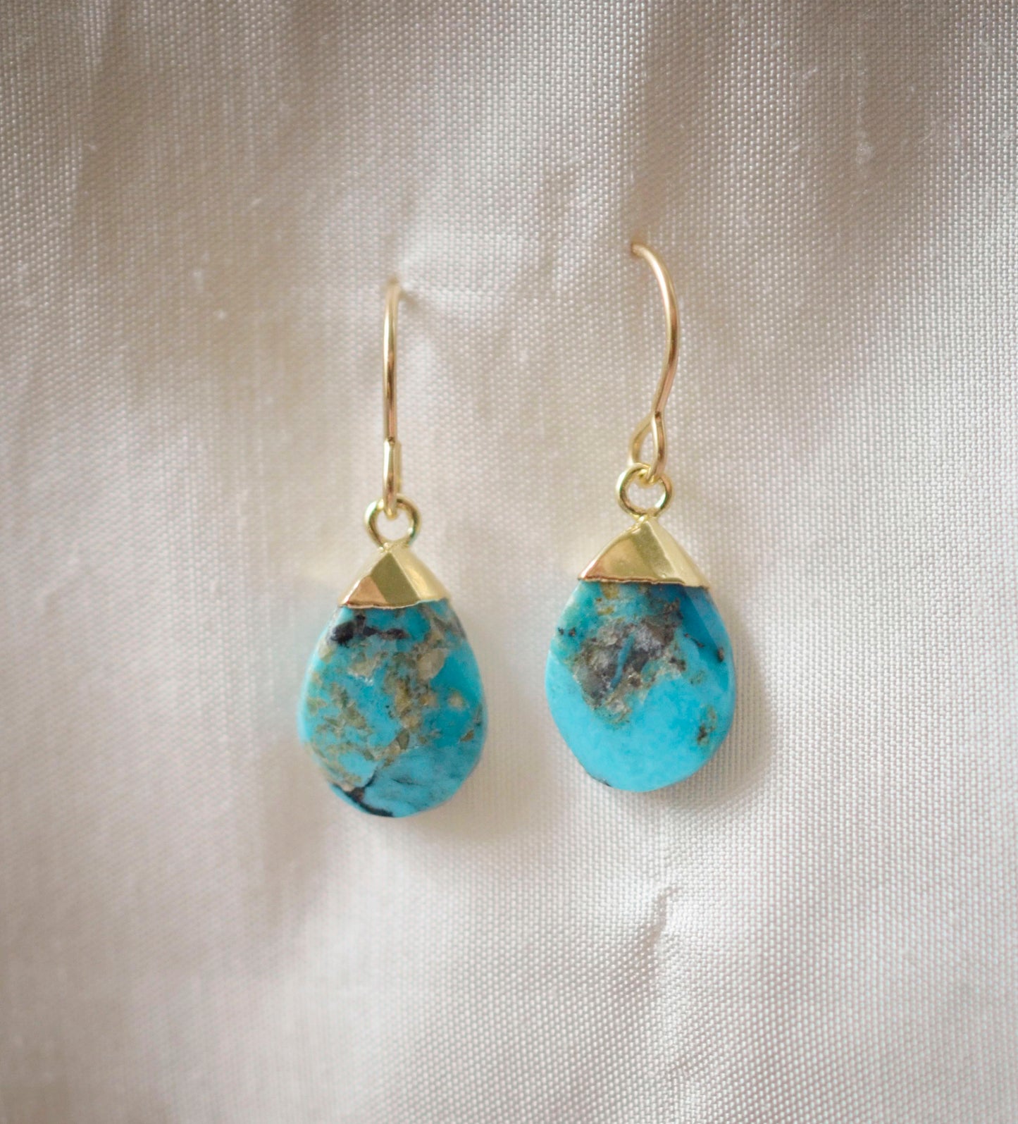 Turquoise Teardrop Dangle Earrings, 14k Gold Filled