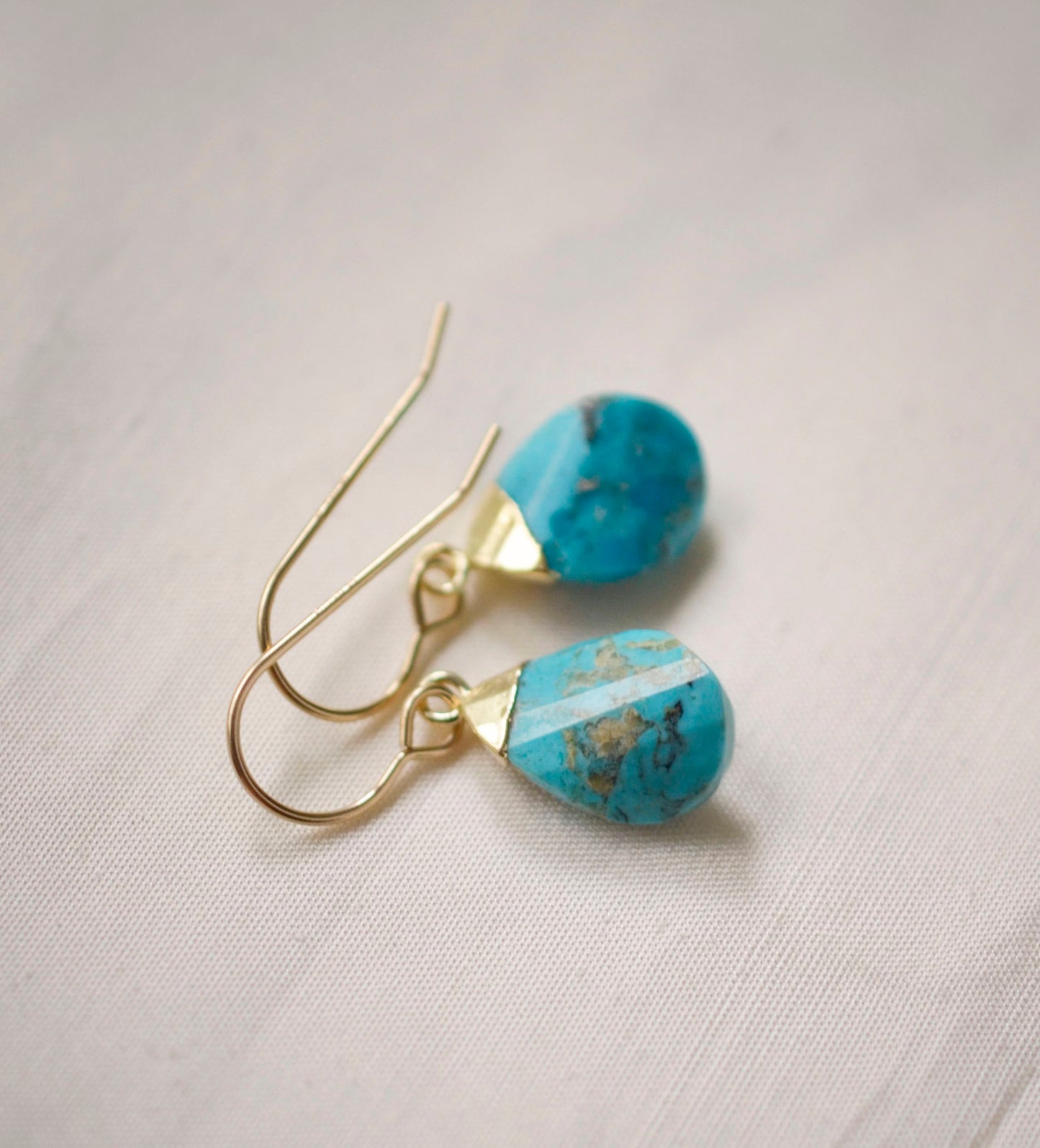 Turquoise Teardrop Dangle Earrings, 14k Gold Filled