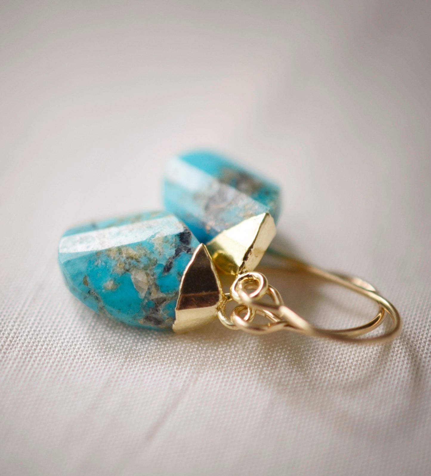Turquoise Teardrop Dangle Earrings, 14k Gold Filled