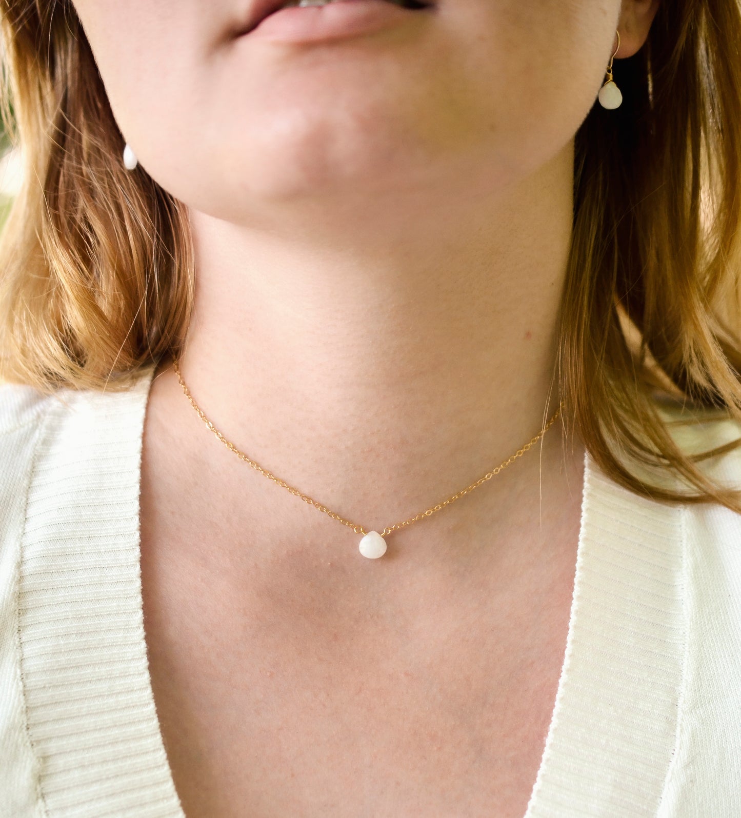 White Quartz Teardrop Necklace