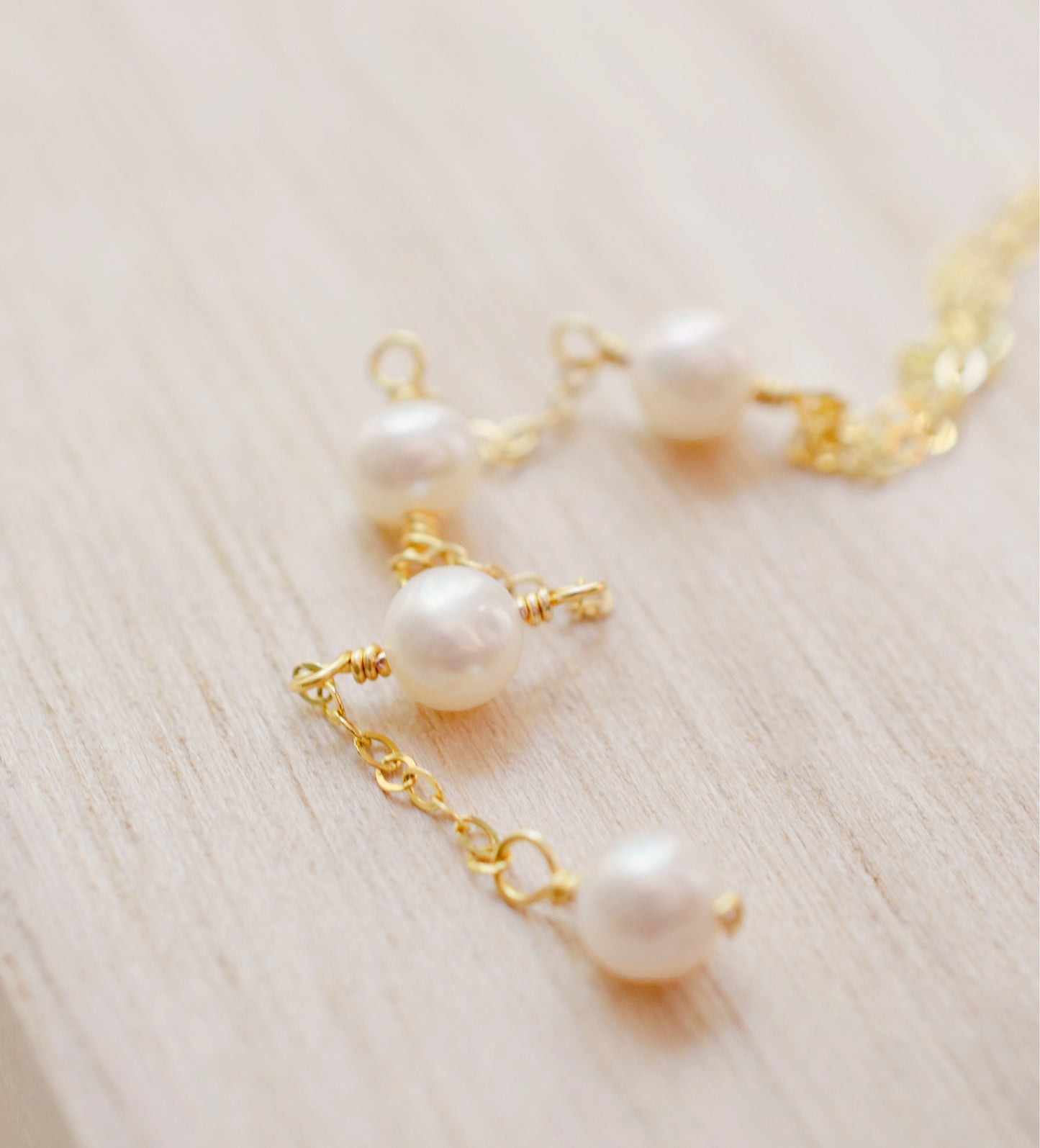 Long White Freshwater Pearl Y Necklace, Gold Filled or Sterling Silver