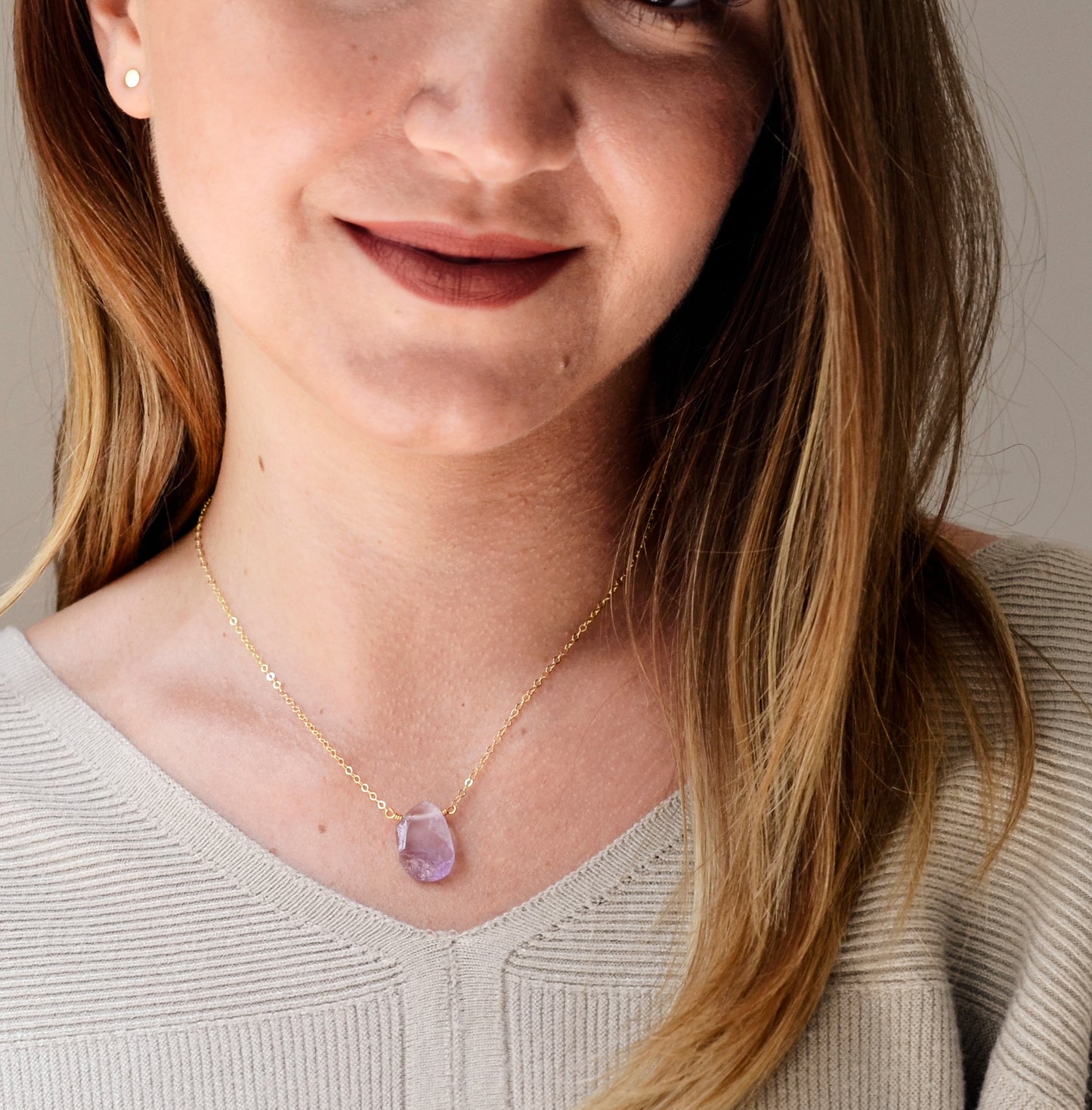 Amethyst Necklace Pendant, Stone Bar Necklace, Purple Gemstone, Purple Wedding Jewelry, Bridesmaid, silver, gold, Raw Rough