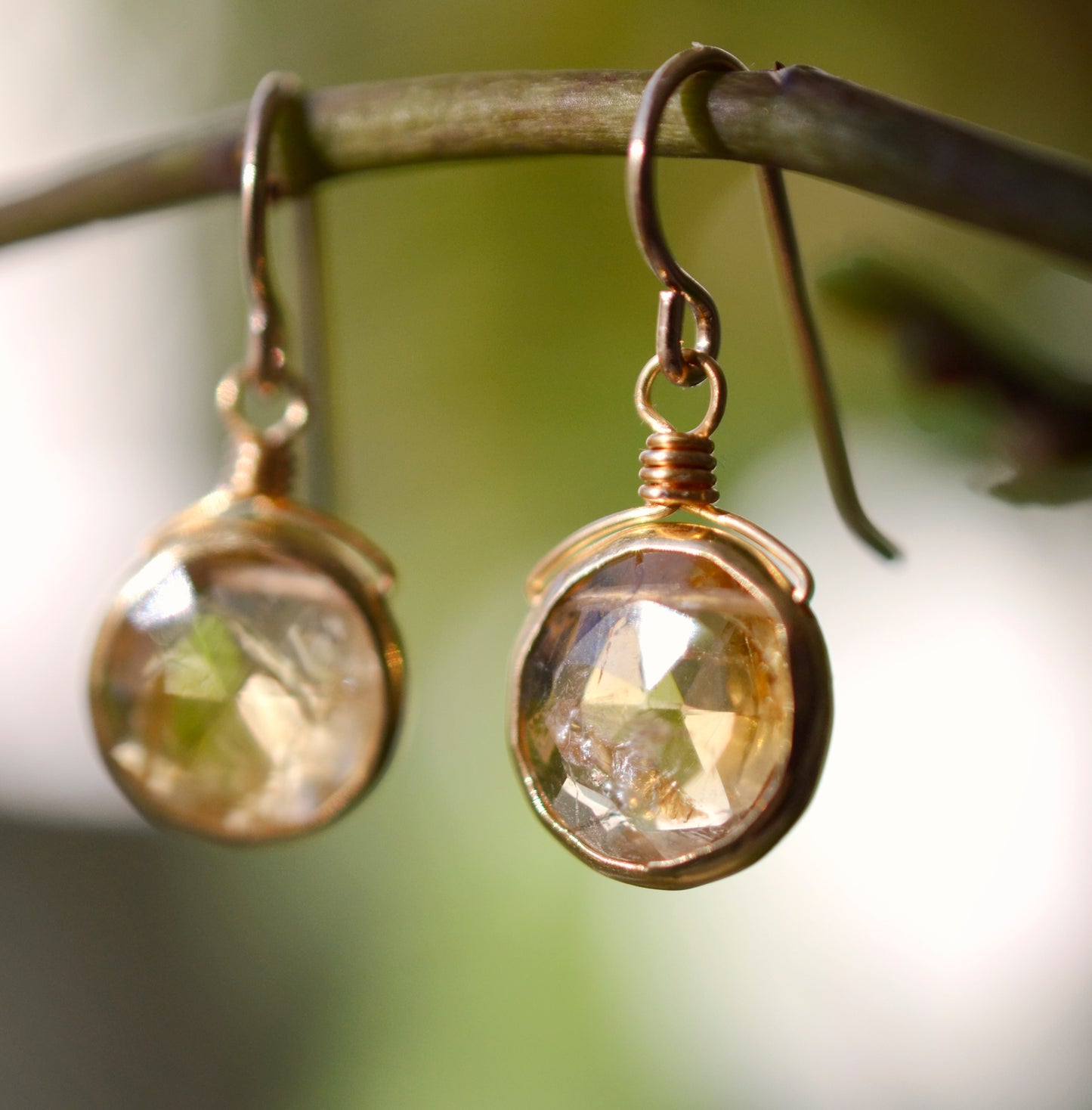 Natural Yellow Citrine Dangle Earrings