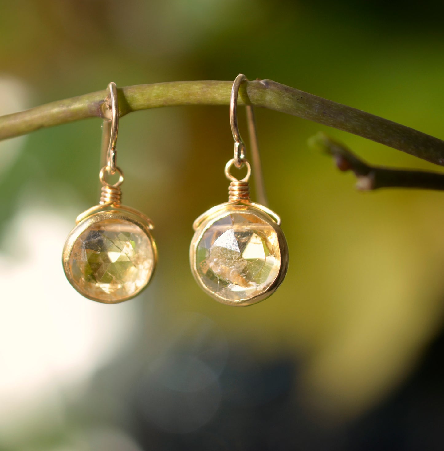 Natural Yellow Citrine Dangle Earrings