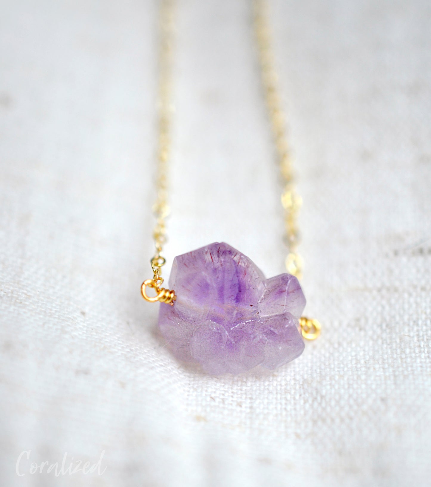 Purple Amethyst Crystal Necklace