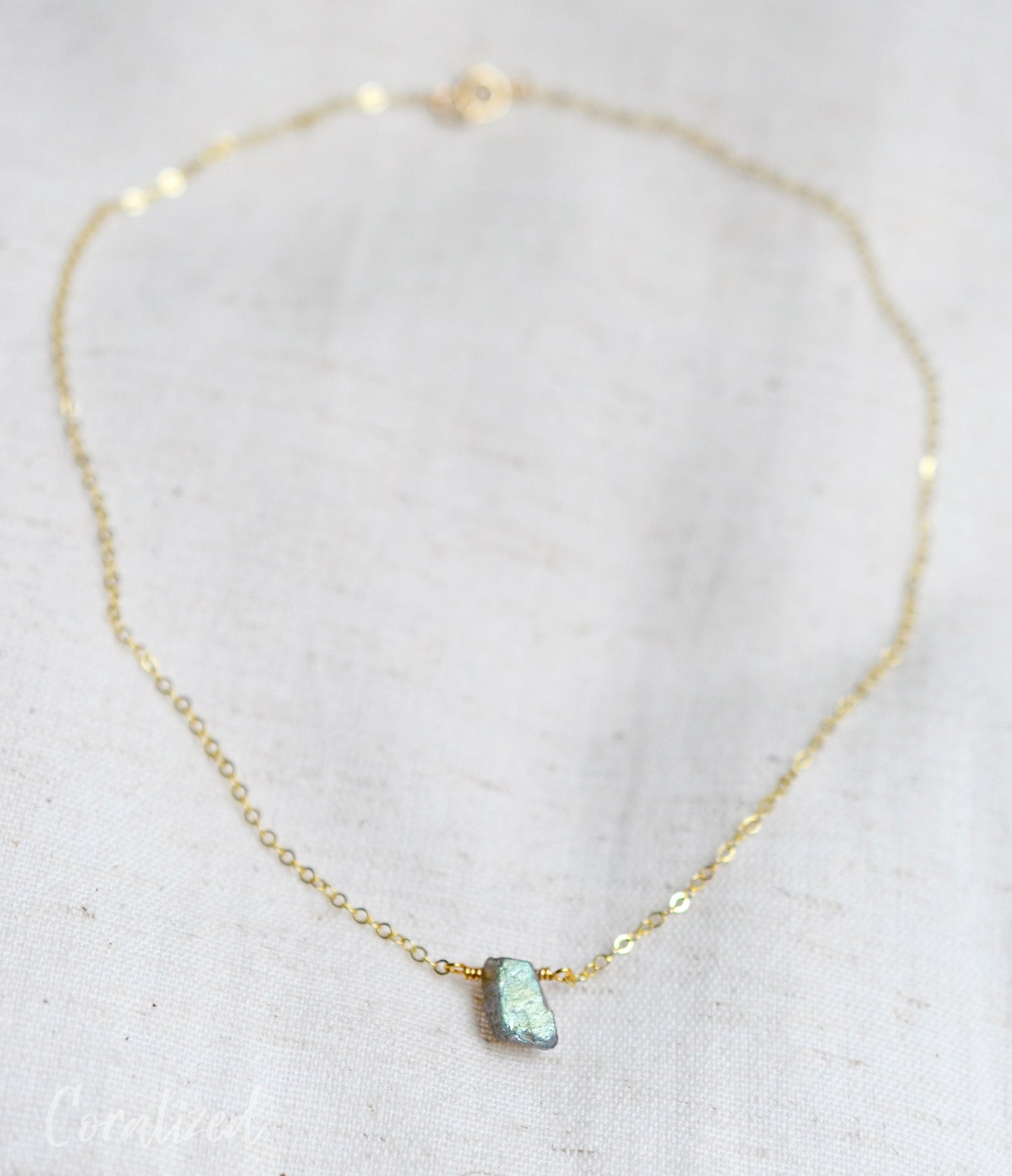 Raw Labradorite Drop Necklace