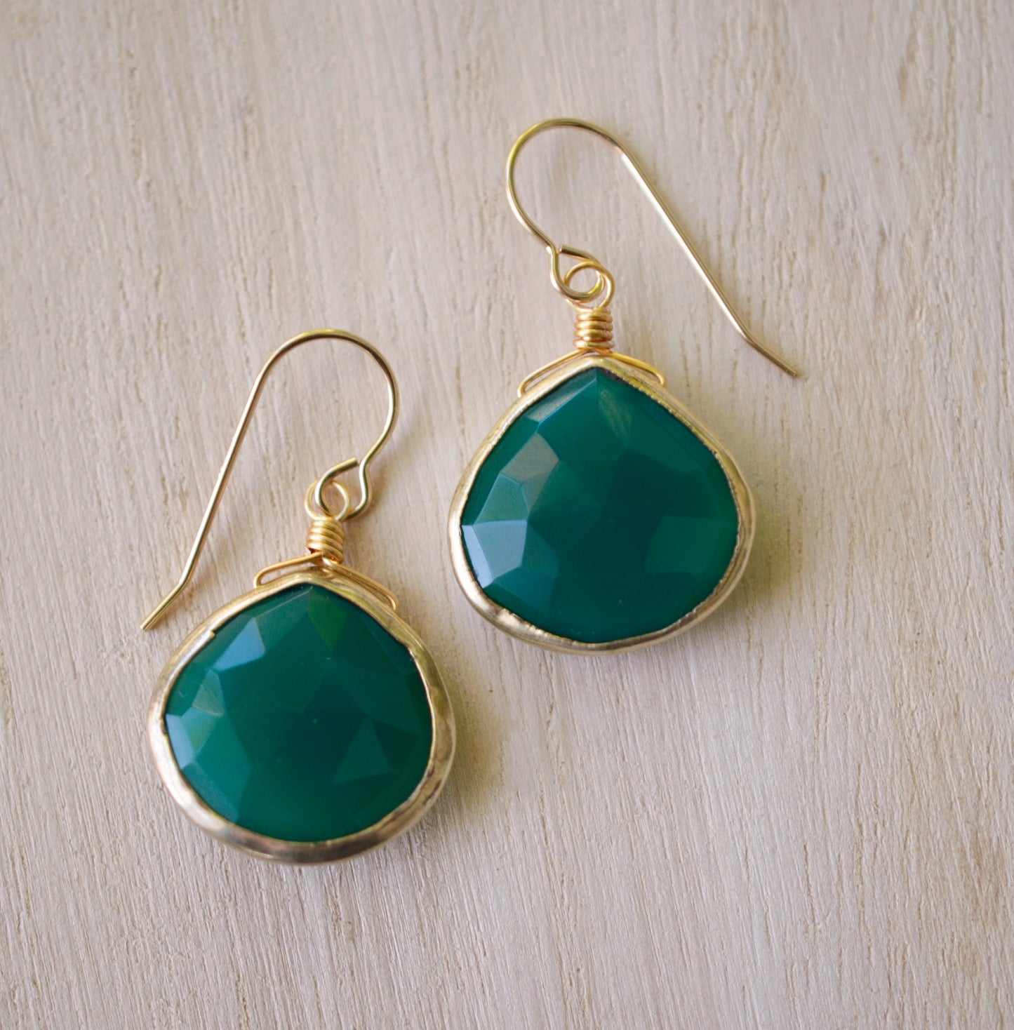 Large Green Onyx Teardrop Earrings