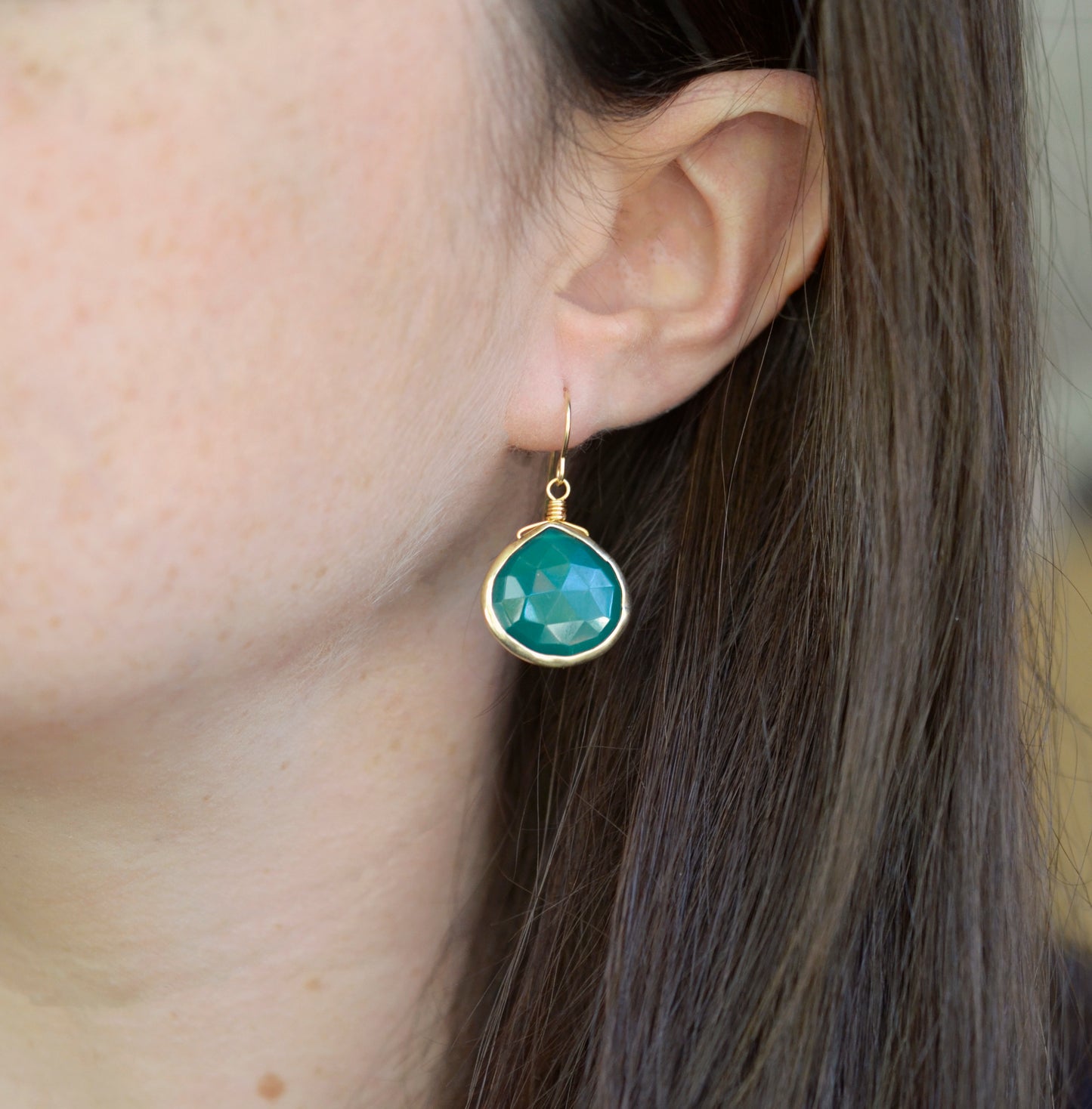 Large Green Onyx Teardrop Earrings
