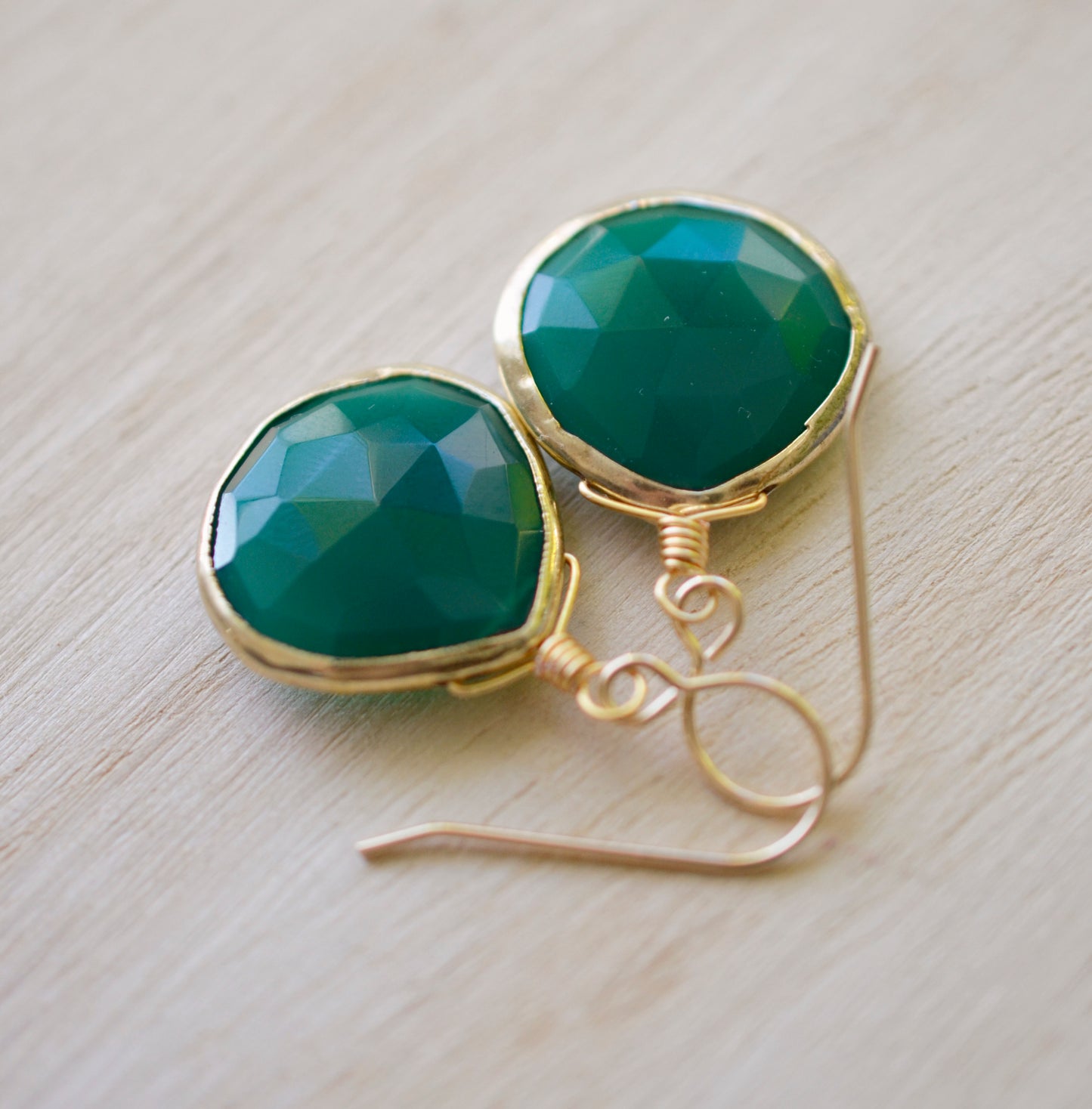 Large Green Onyx Teardrop Earrings