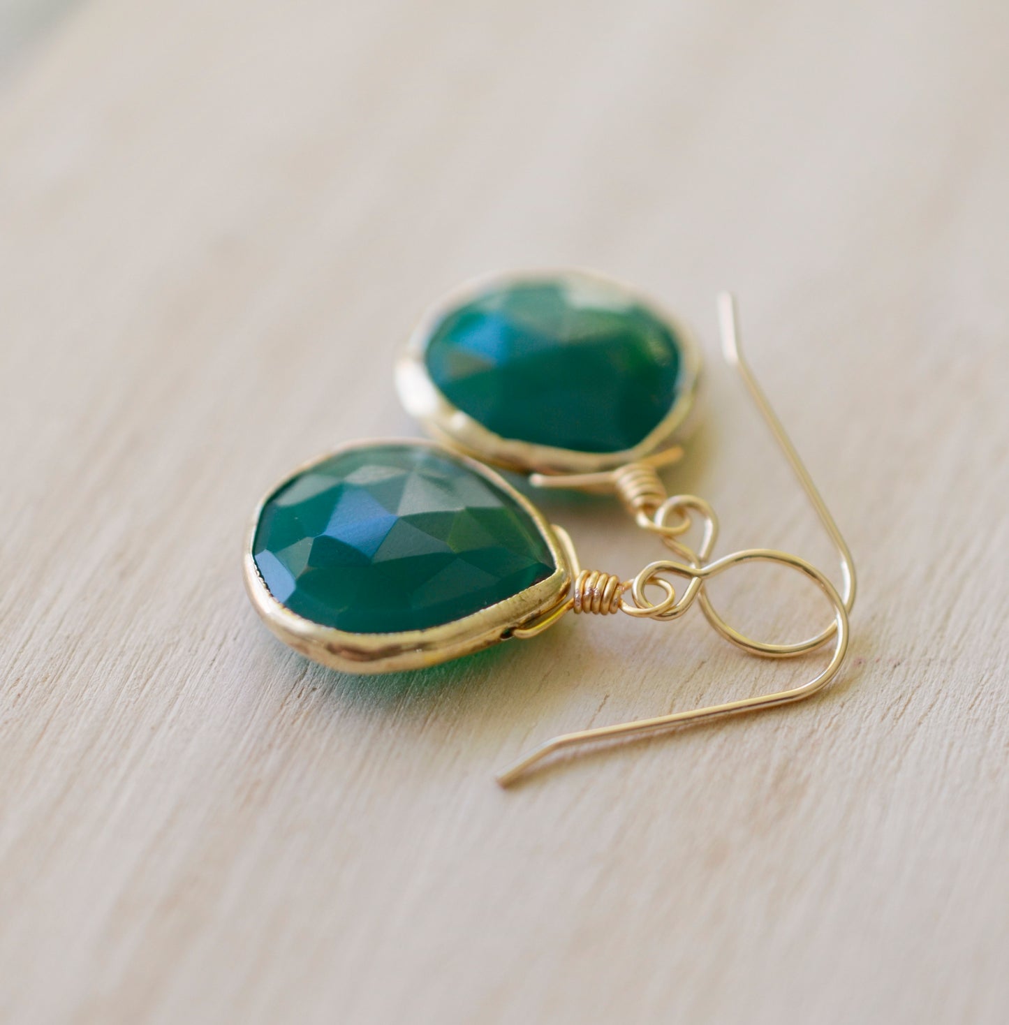 Large Green Onyx Teardrop Earrings