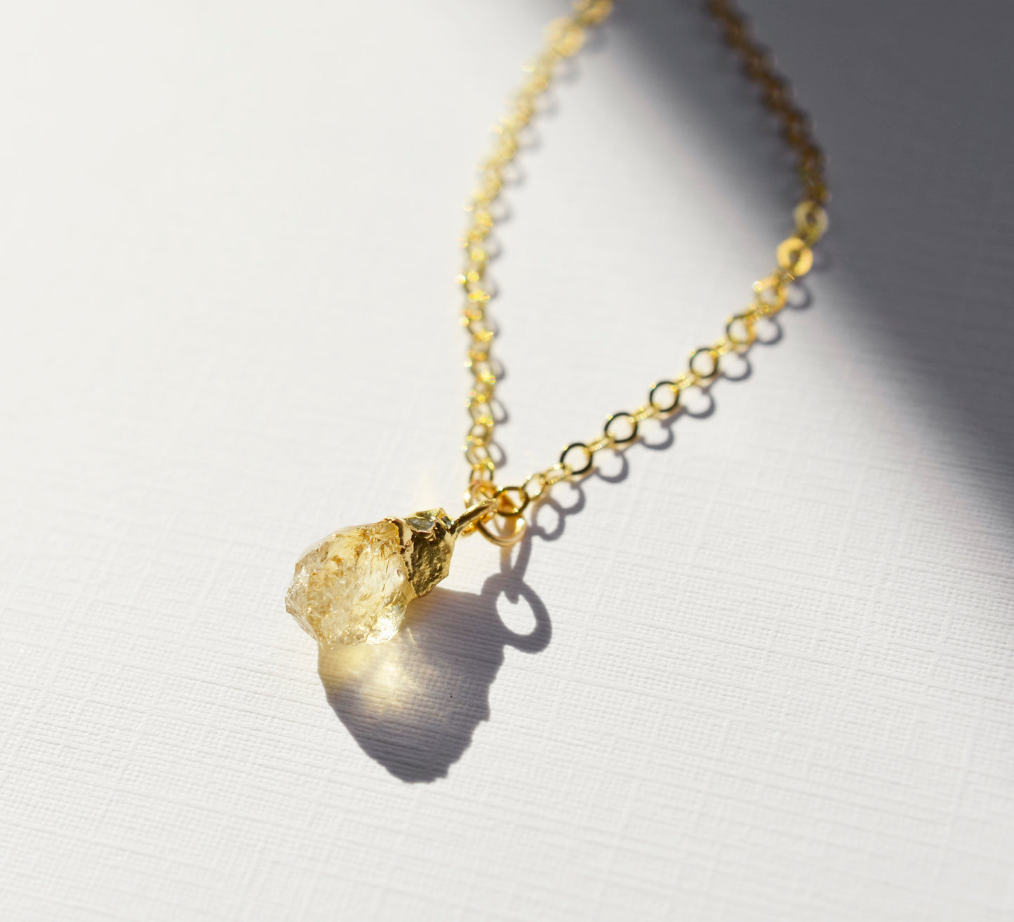 raw citrine necklace, yellow stone pendant, yellow crystal, healing crystal, bridesmaid jewelry, sterling silver, gold