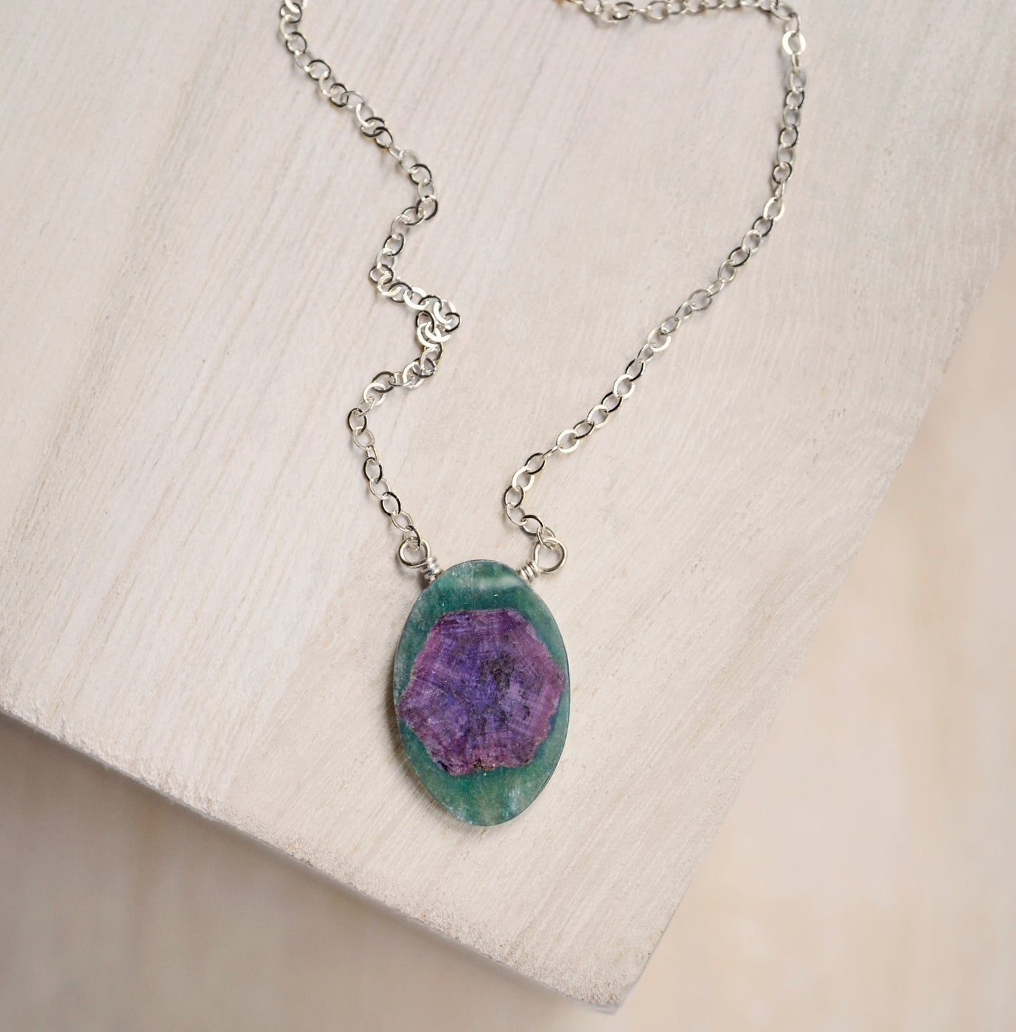 Natural Ruby in Green Kyanite Necklace