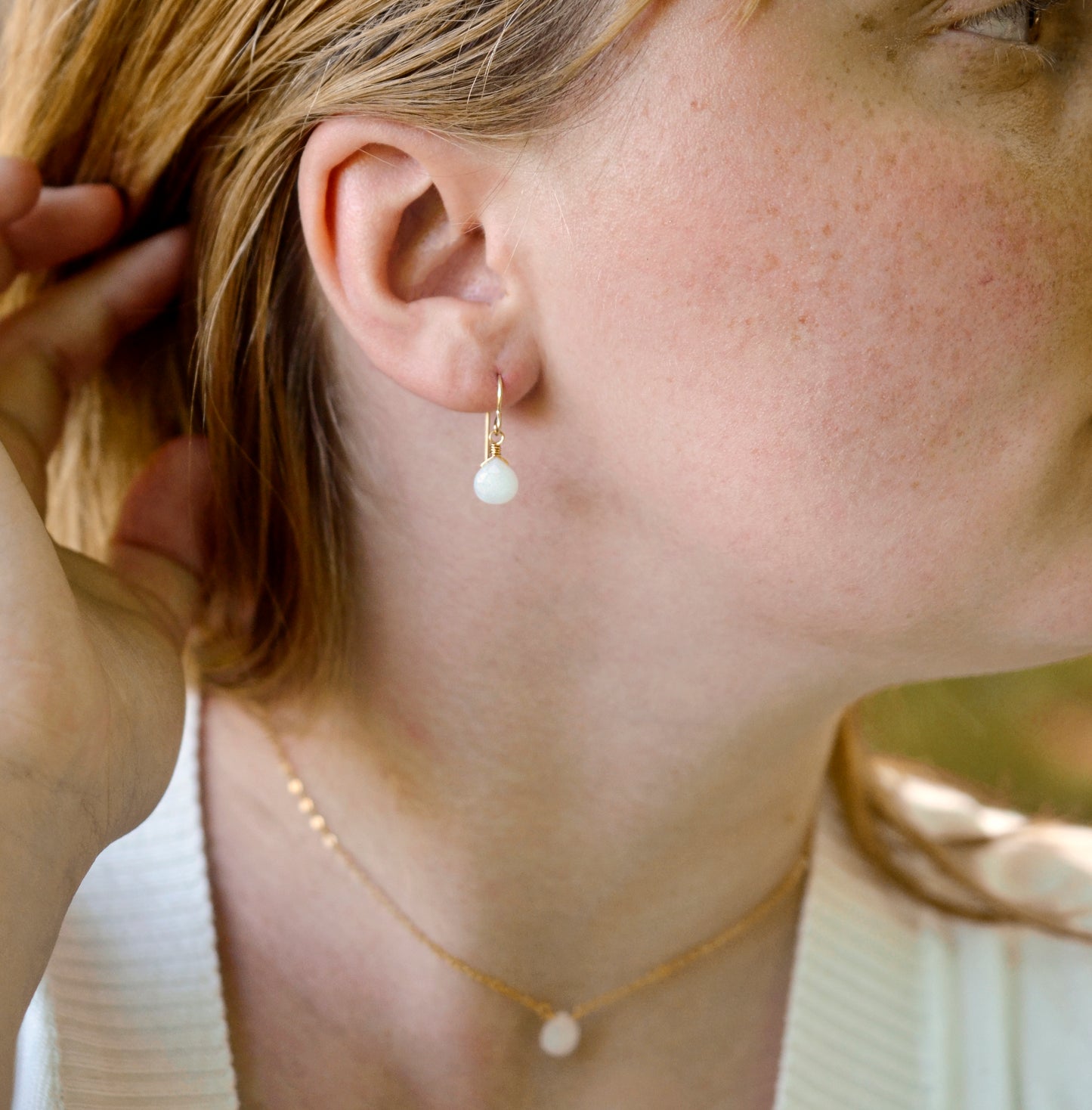 Small Natural White Milky Quartz Earrings