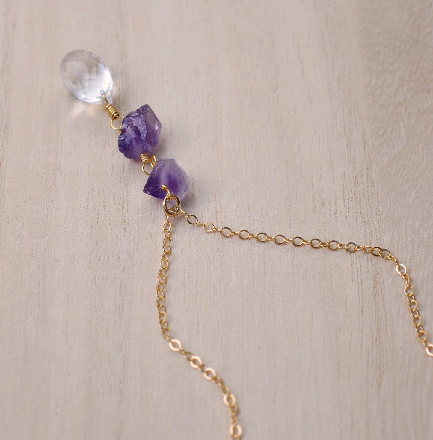 Purple Amethyst and Crystal Quartz Necklace