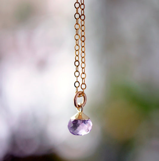 Amethyst Mini Drop Necklace