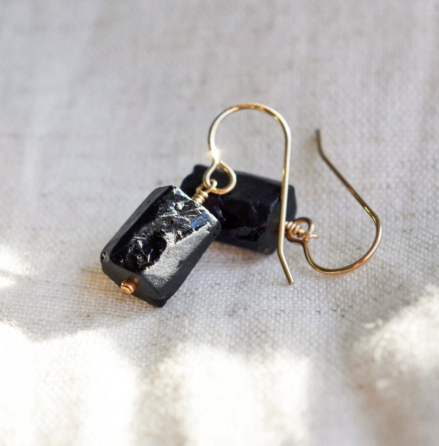 Raw Black Tourmaline Earrings
