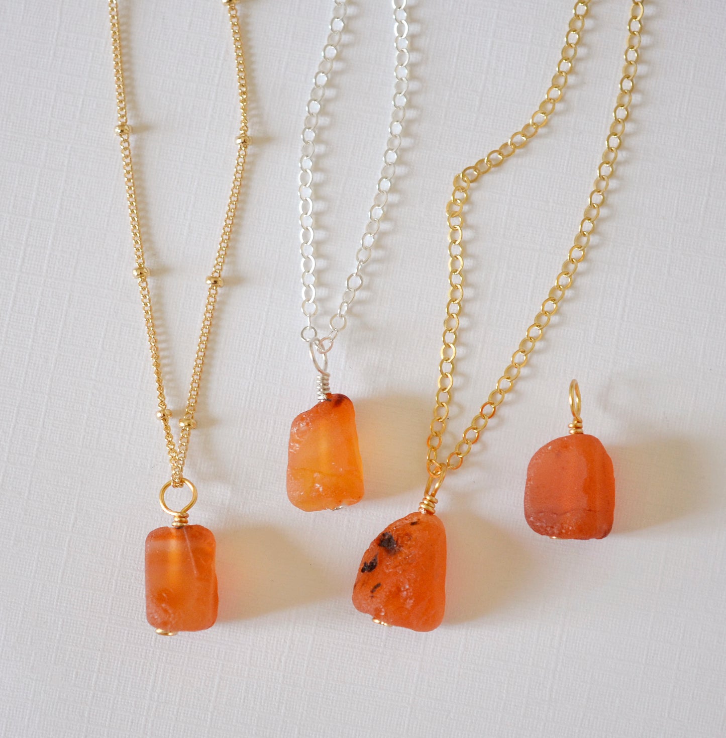 Raw Carnelian Necklace in Sterling Silver or 14k Gold Filled
