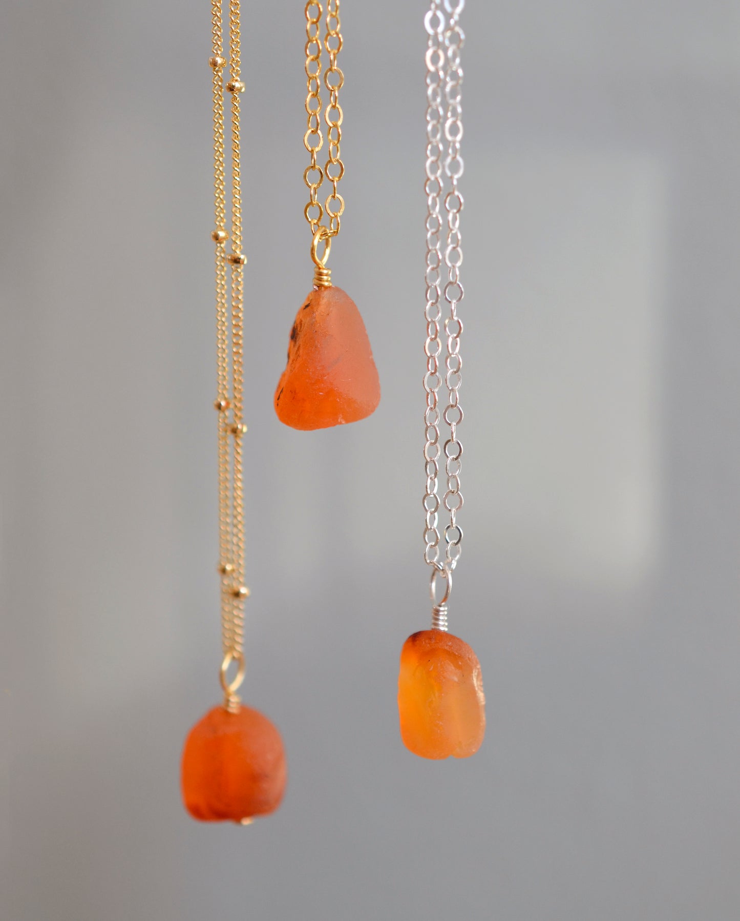 Raw Carnelian Necklace in Sterling Silver or 14k Gold Filled