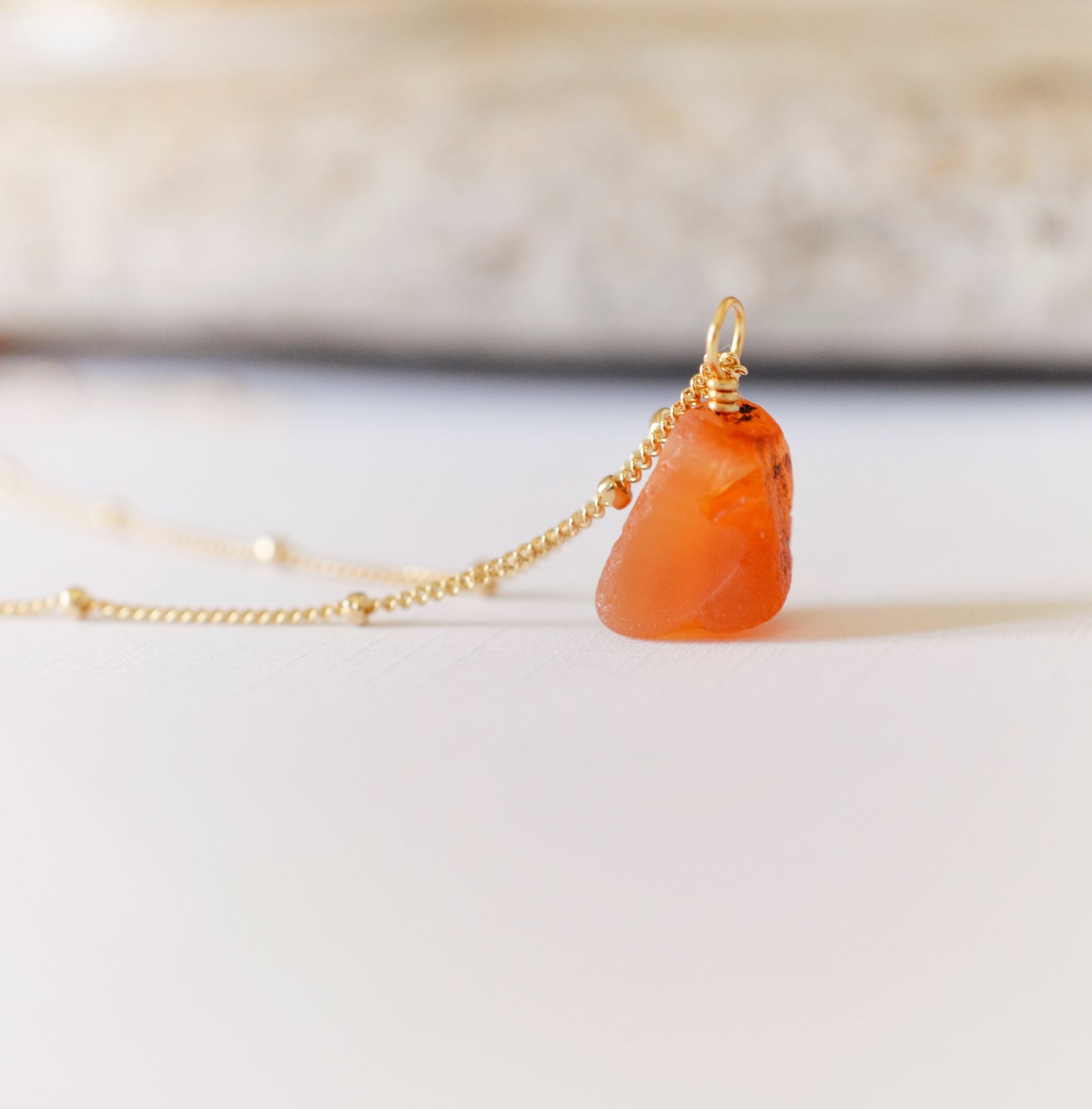 Raw Carnelian Necklace in Sterling Silver or 14k Gold Filled