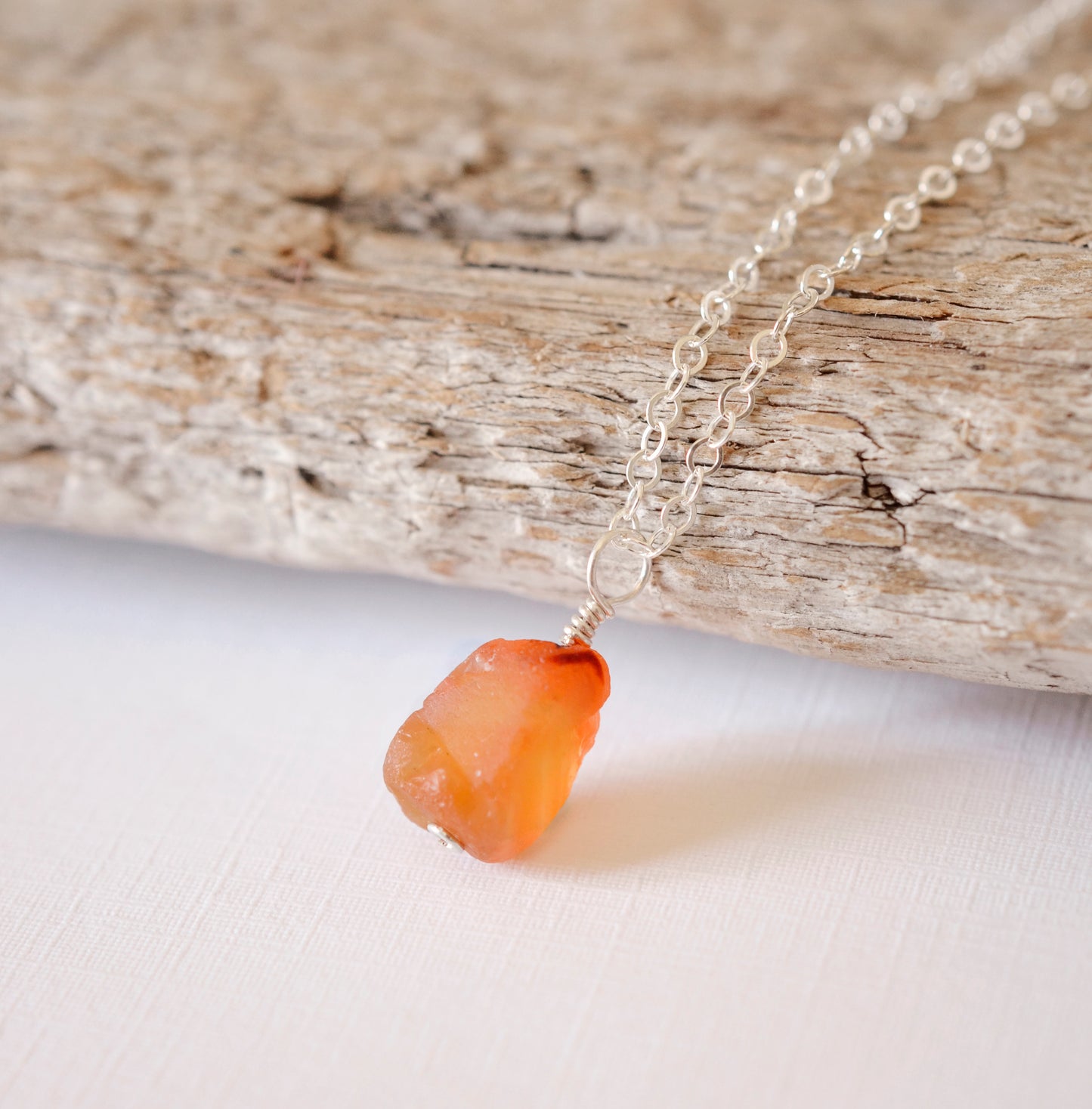 Raw Carnelian Necklace in Sterling Silver or 14k Gold Filled