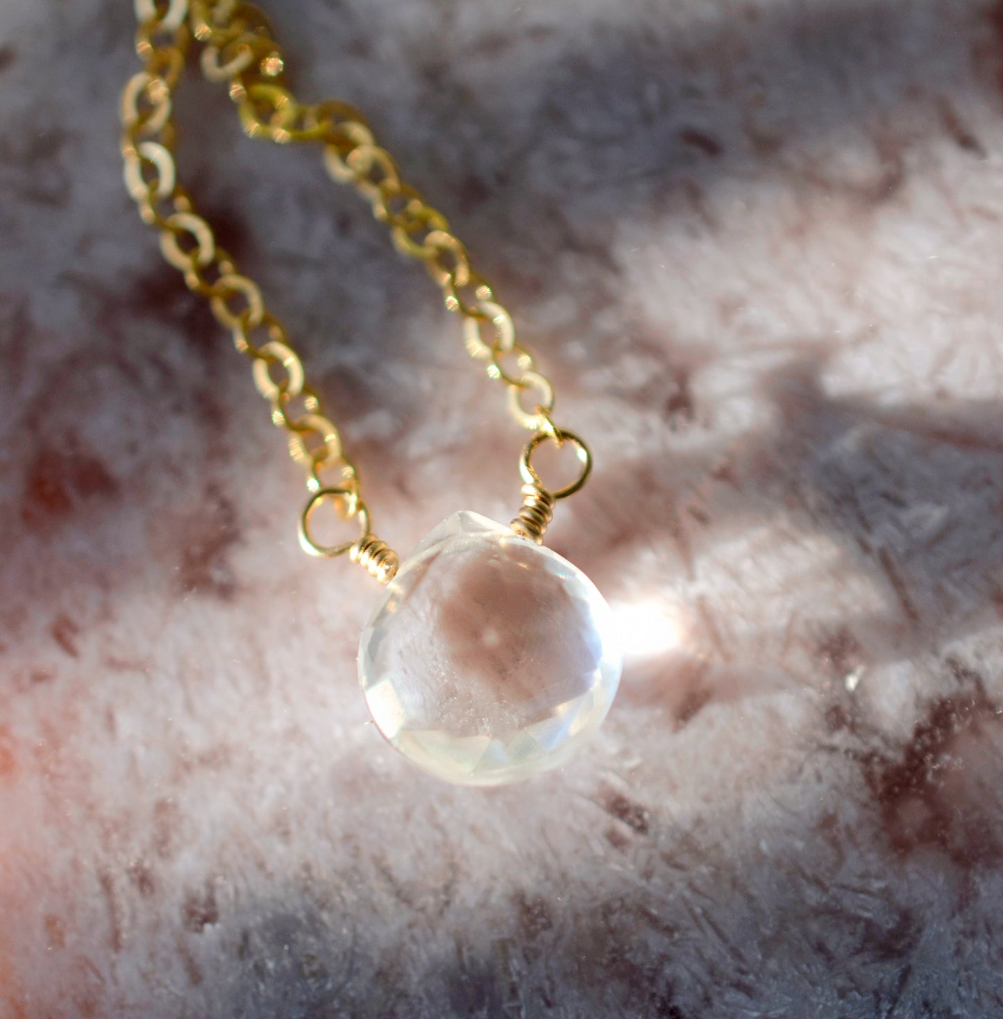 Natural Clear Crystal Quartz Necklace, Sterling Silver, Gold Filled