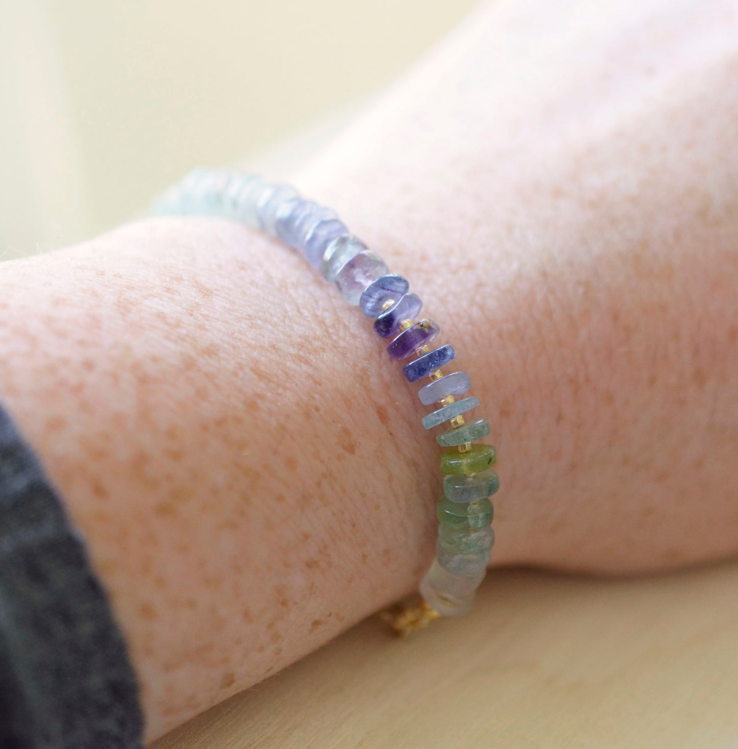 Natural Multi Color Fluorite Gemstone Bracelet