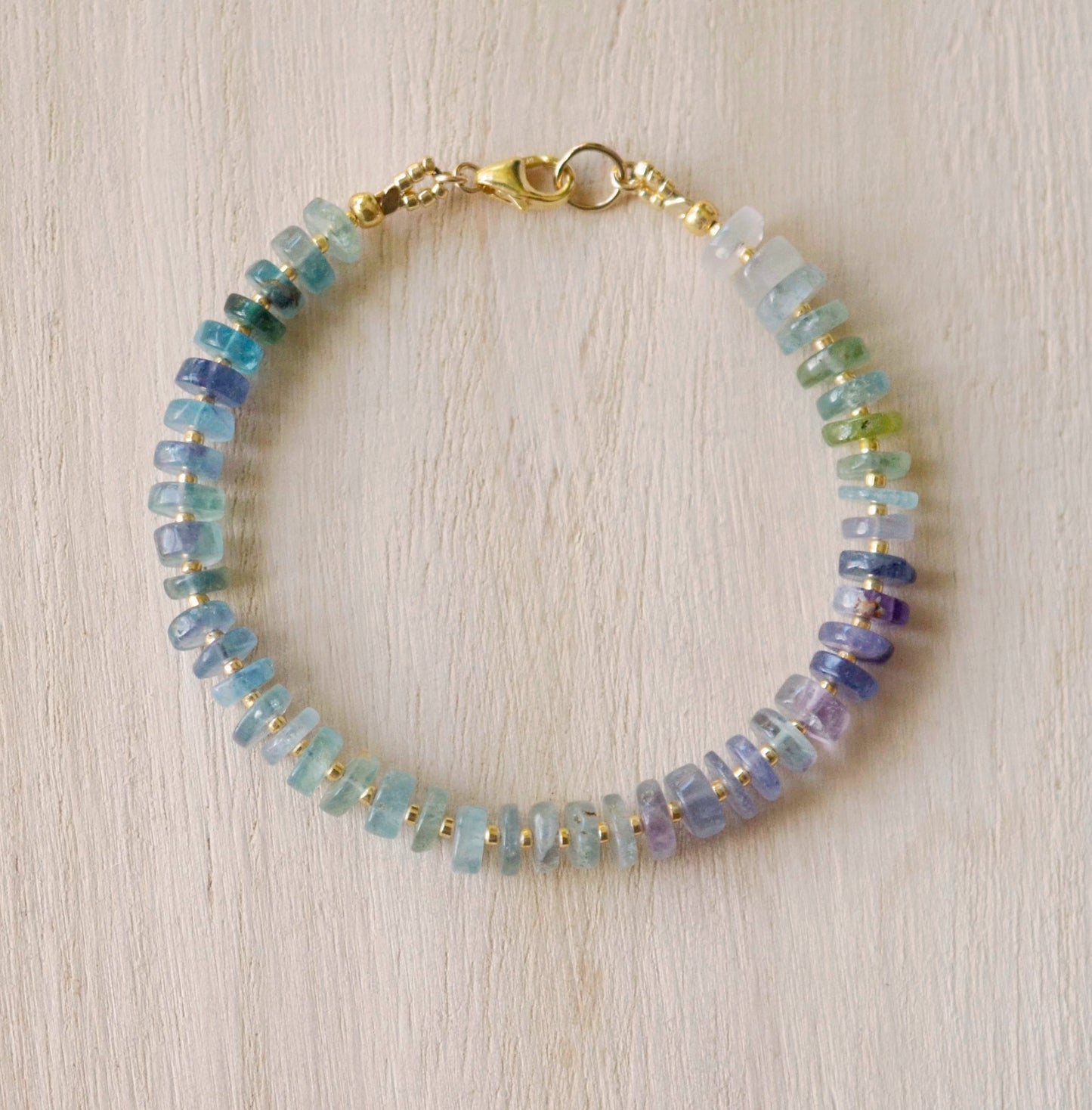 Natural Multi Color Fluorite Gemstone Bracelet