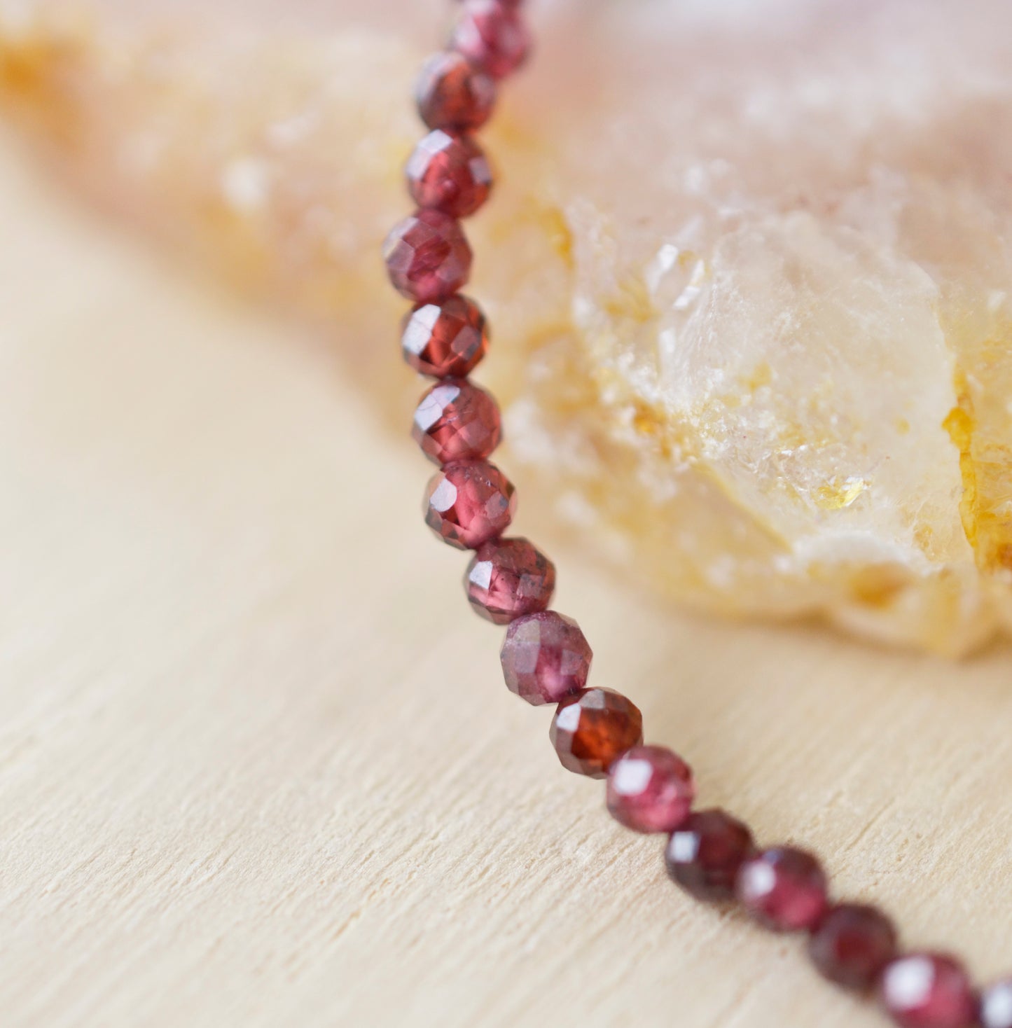 Handmade red Garnet bracelet with small round stones. Sterling Silver or 14k Gold Filled.