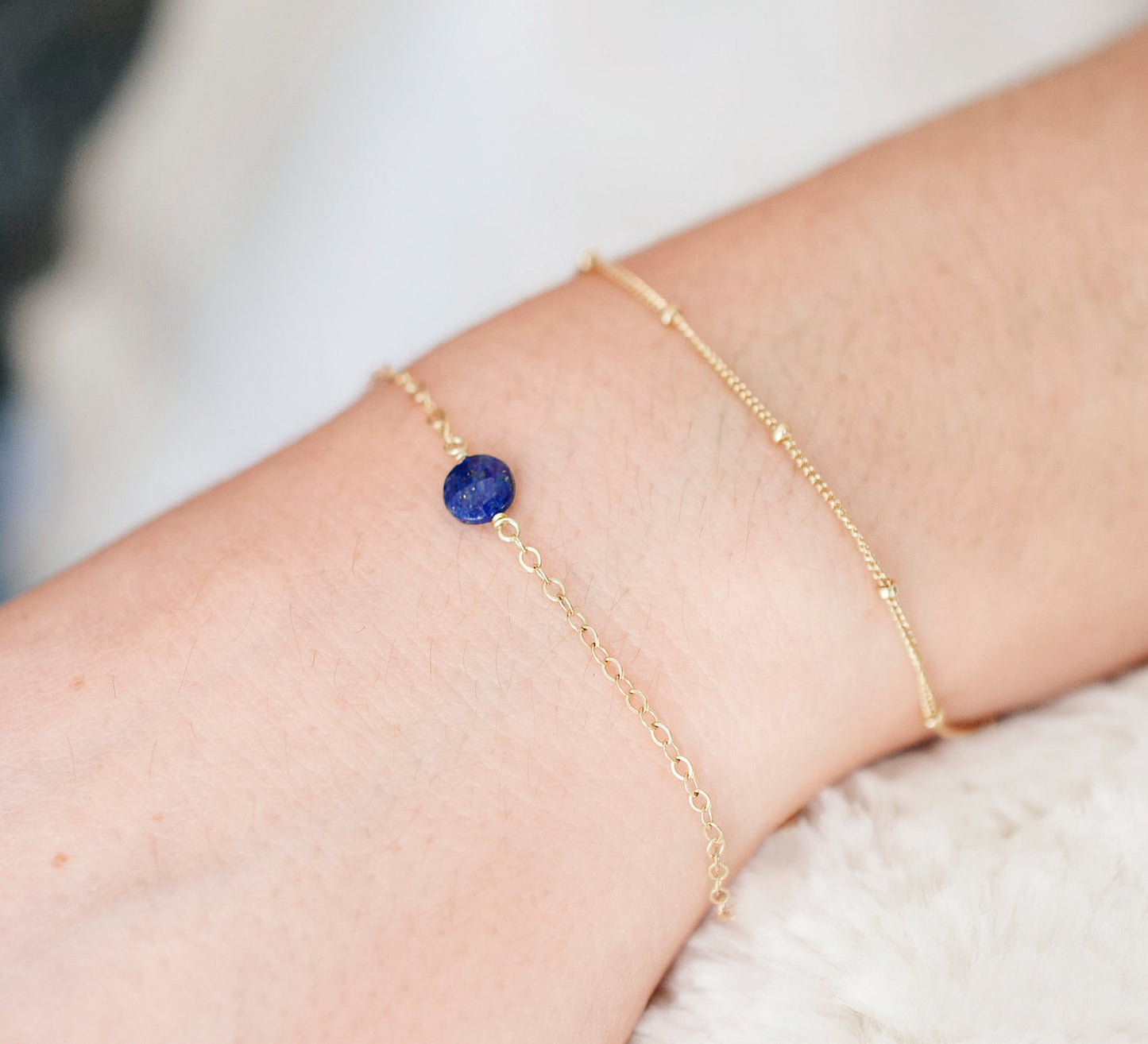 Small Lapis Lazuli Coin Bracelet