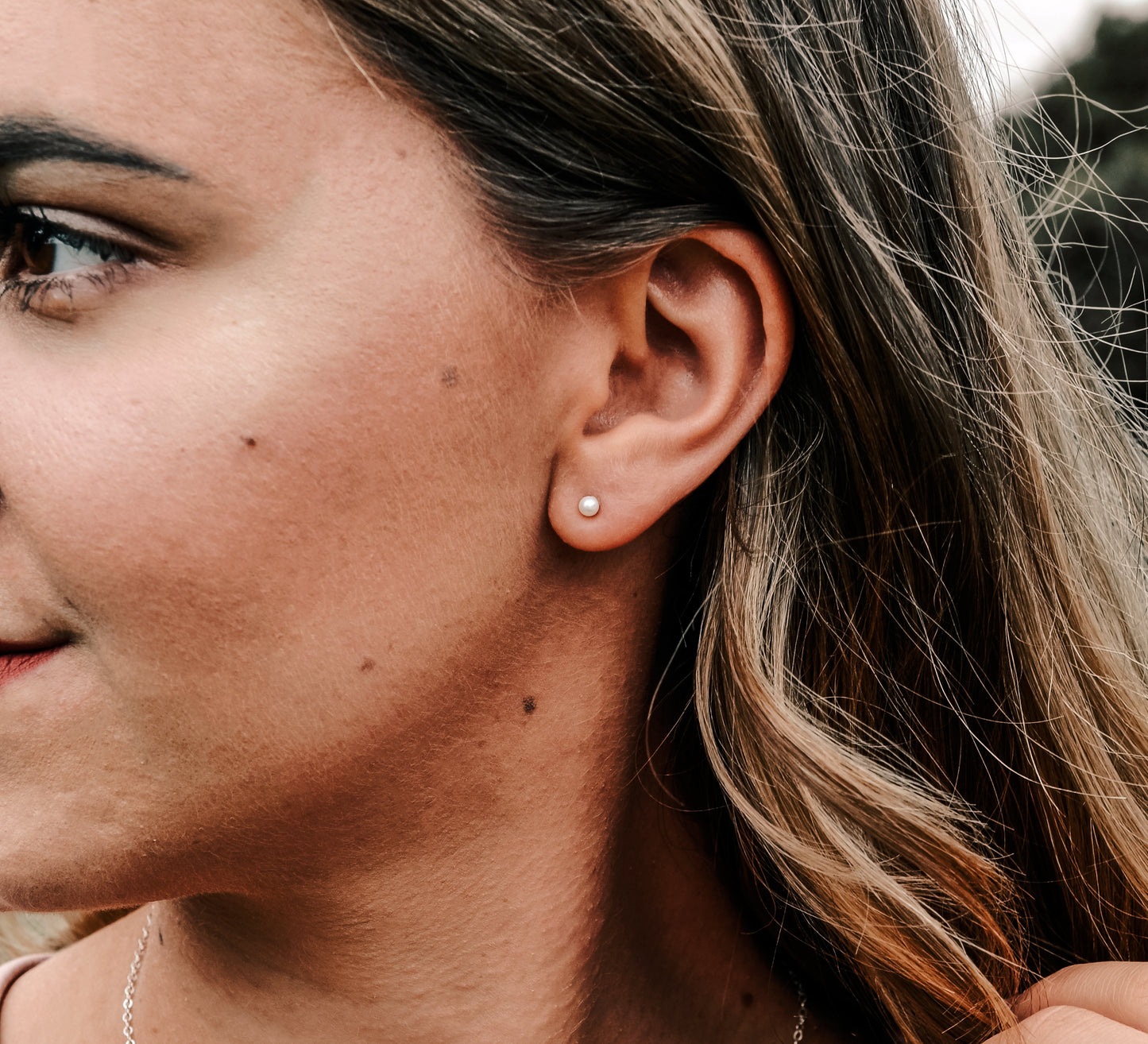 White Freshwater Pearl Post Earrings