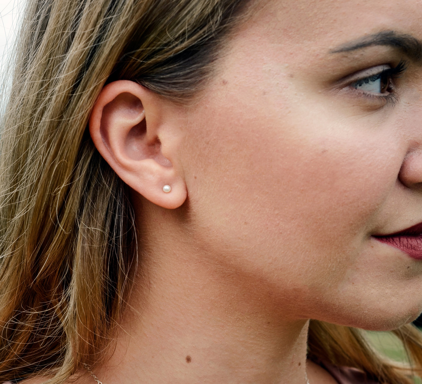 White Freshwater Pearl Post Earrings