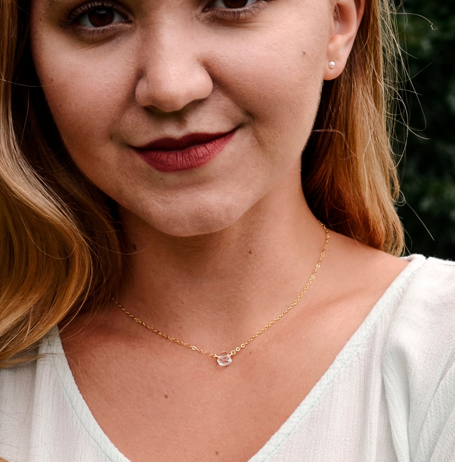Natural Clear Crystal Quartz Necklace, Sterling Silver, Gold Filled